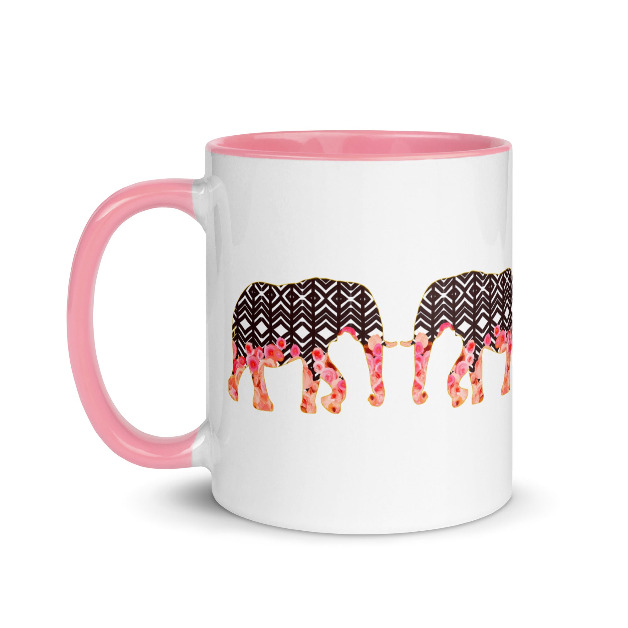 Elephant Line No.2 - Pink ceramic animal mug - charming chic coffee mug