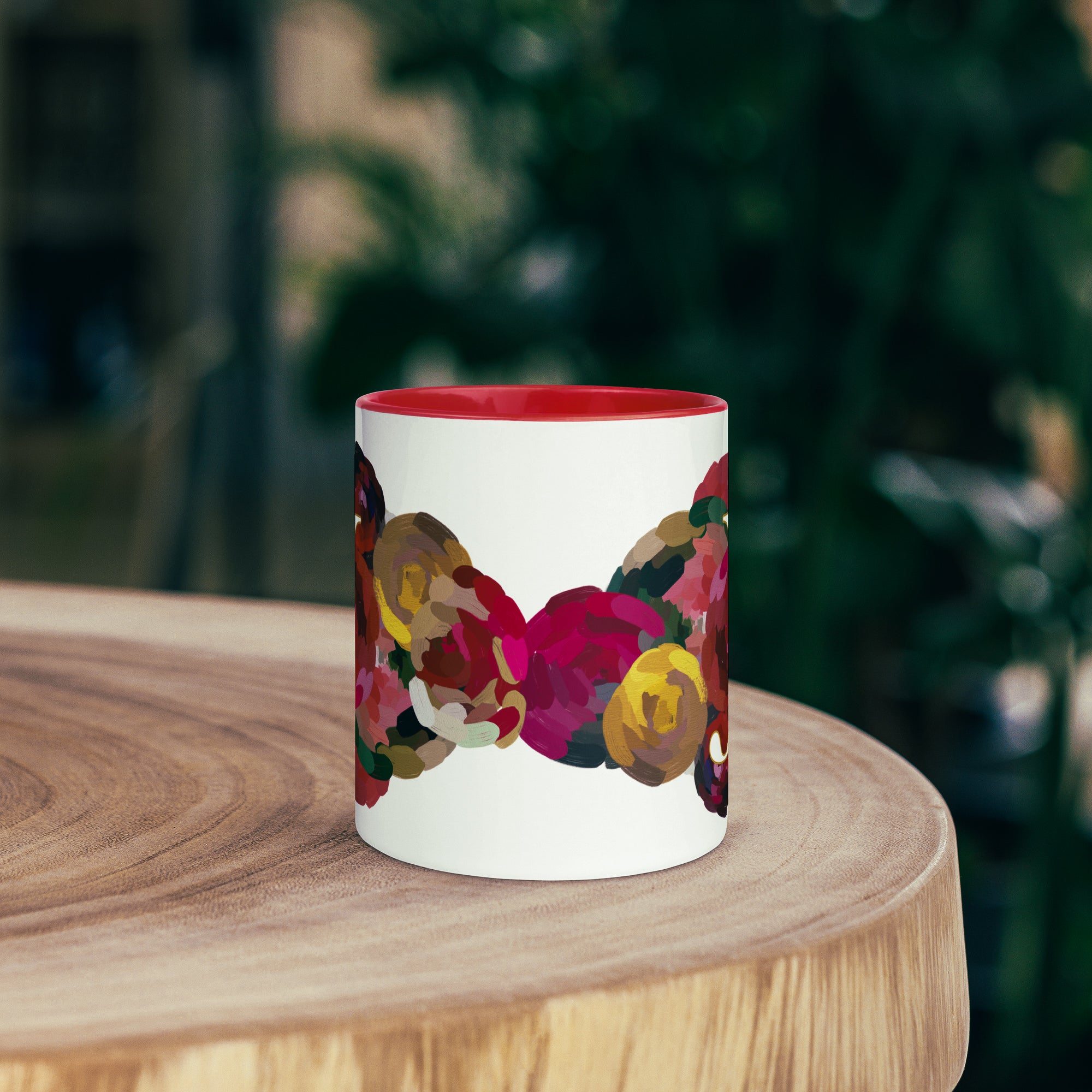 Crimson Flowers - Monogram Mug - J