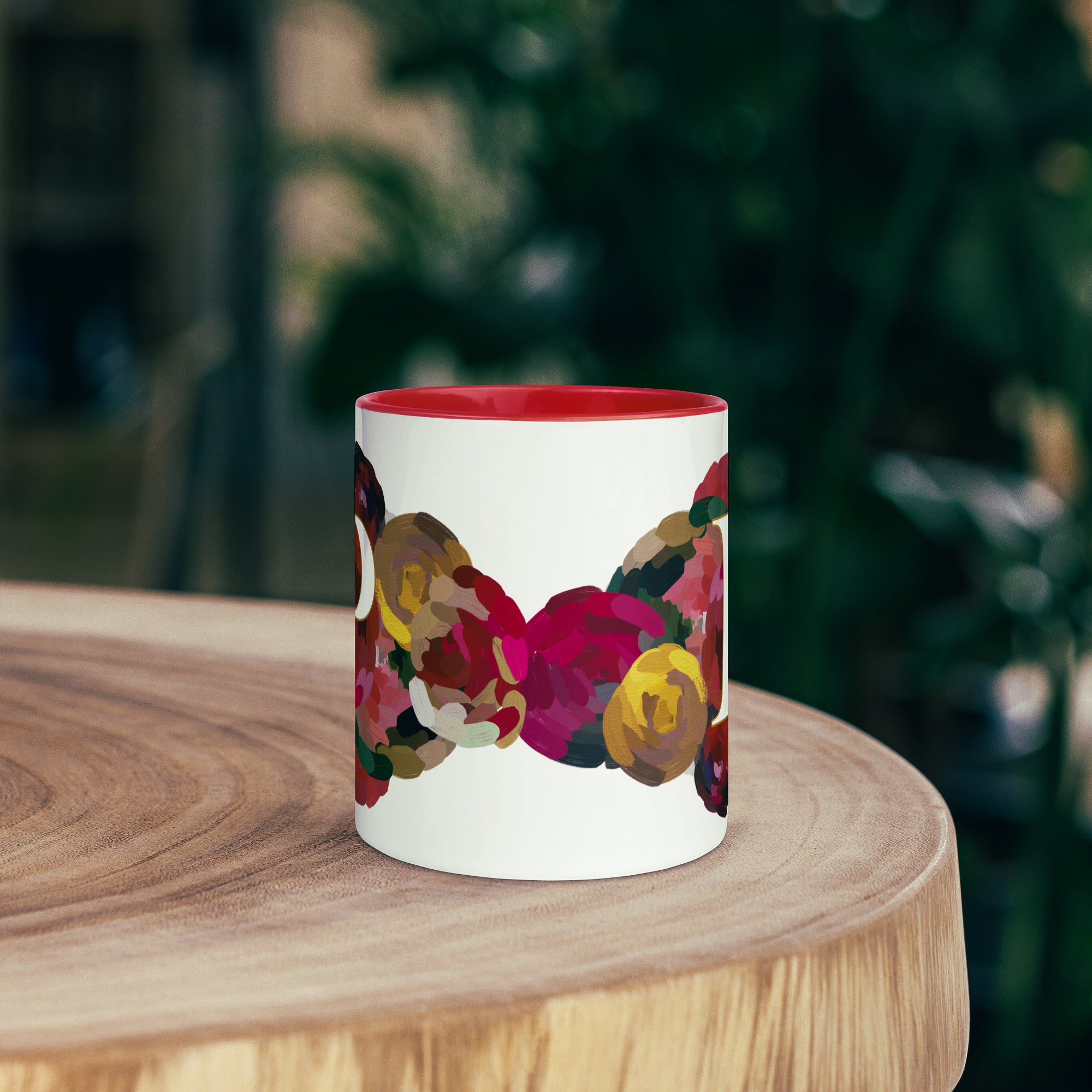 Crimson Flowers - Monogram Mug - P