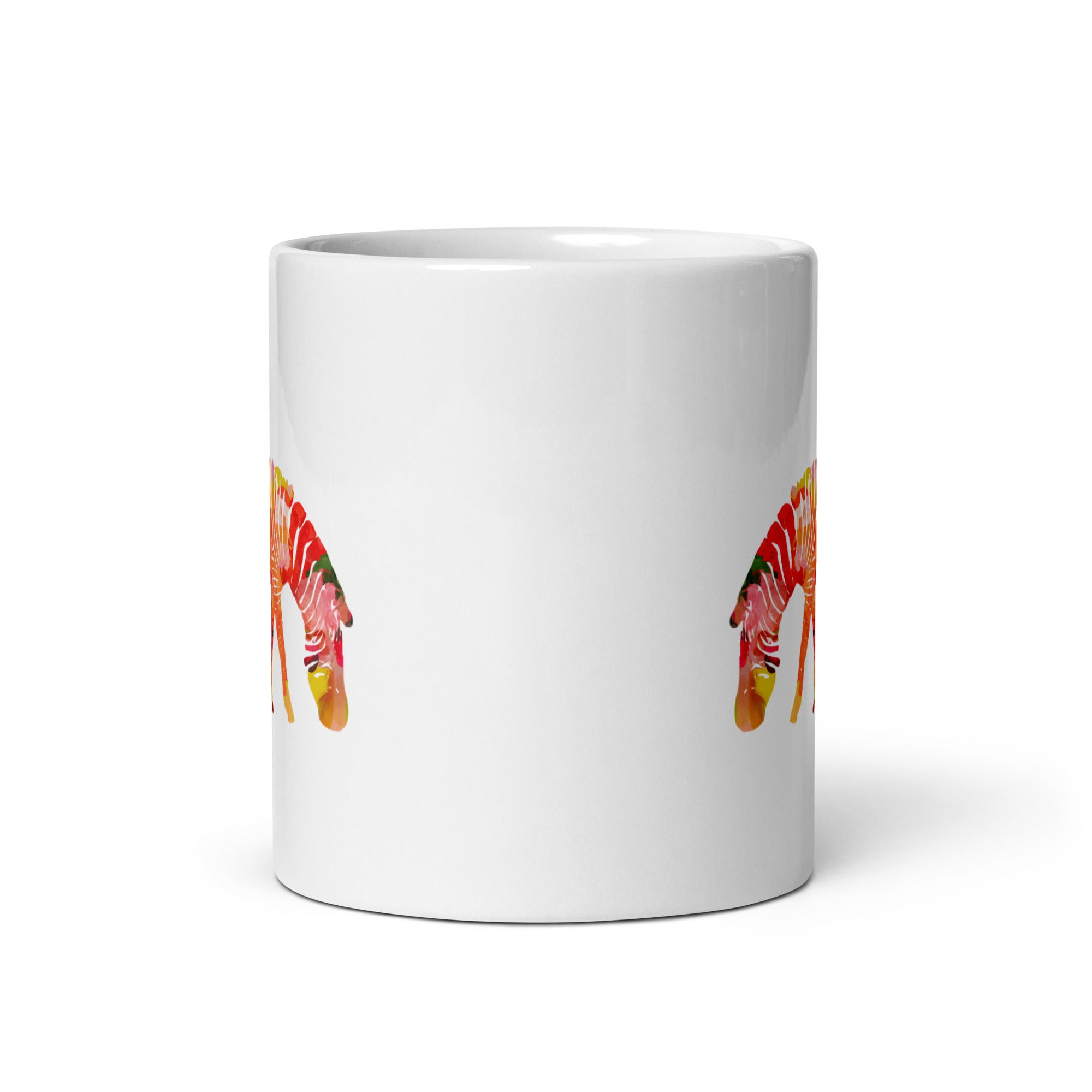 Zebra No.1 Ceramic Mug - Floral and Fauna pattern whimsical art - colorful animal mug cup