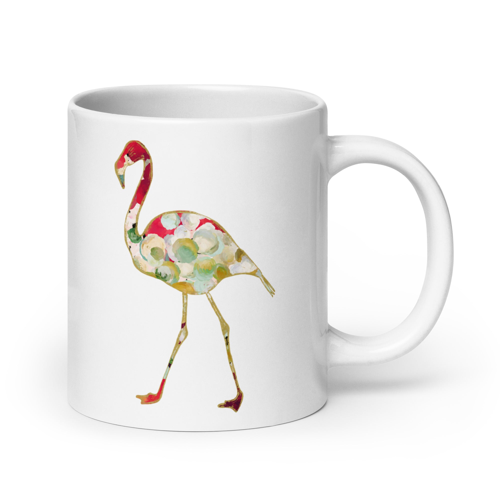 Flamingo No.3 Ceramic Mug - Floral and Fauna pattern whimsical art
