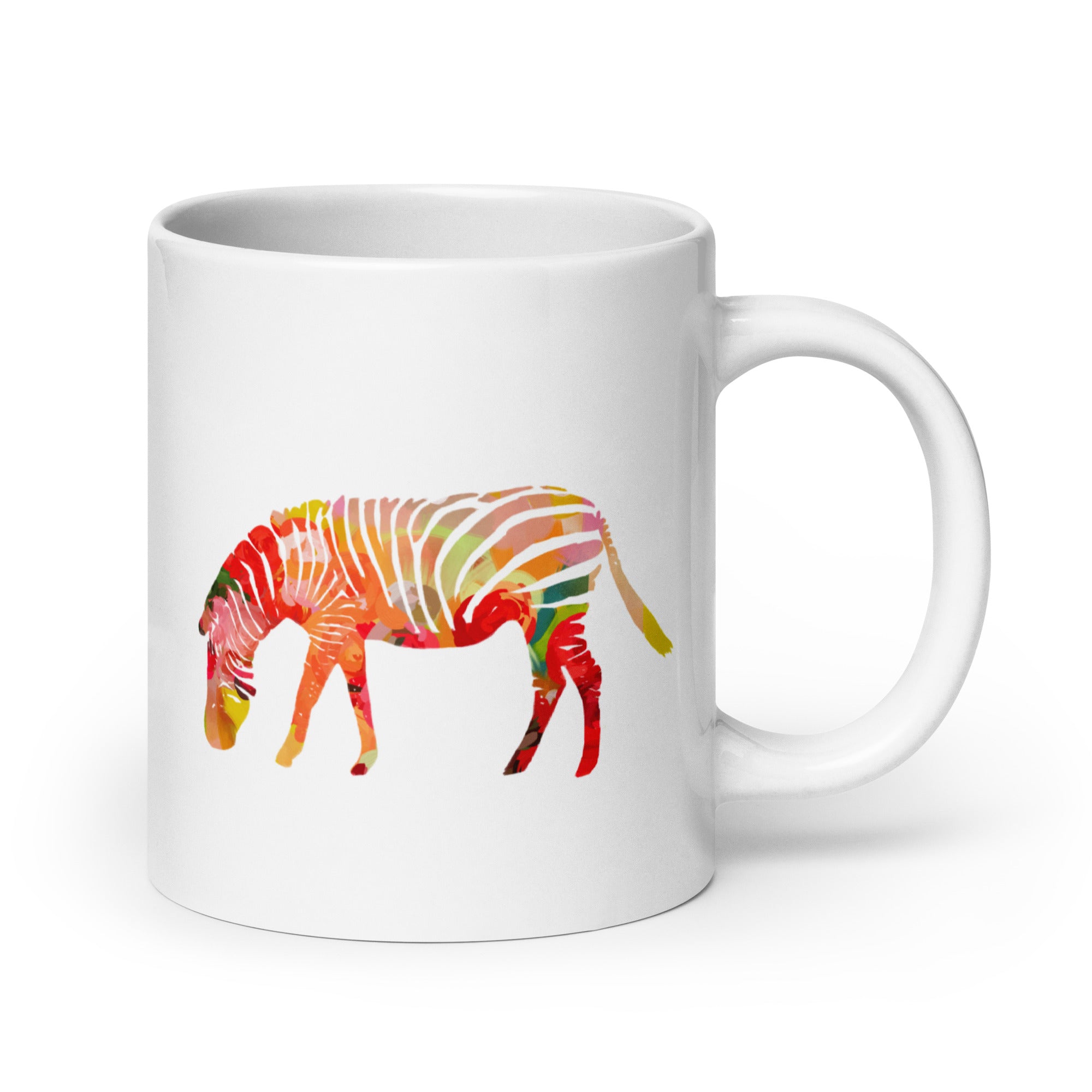 Zebra No.1 Ceramic Mug - Floral and Fauna pattern whimsical art - animal mug cup
