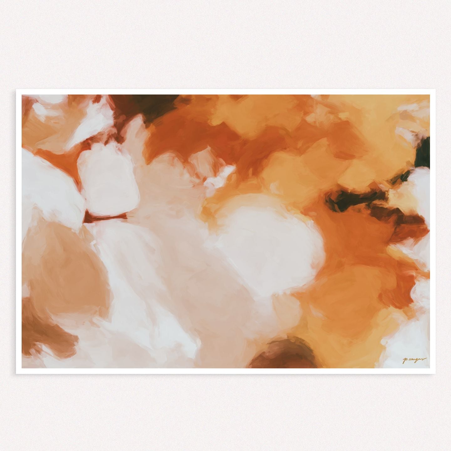 Zora, orange and pink colorful abstract wall art print by Parima Studio