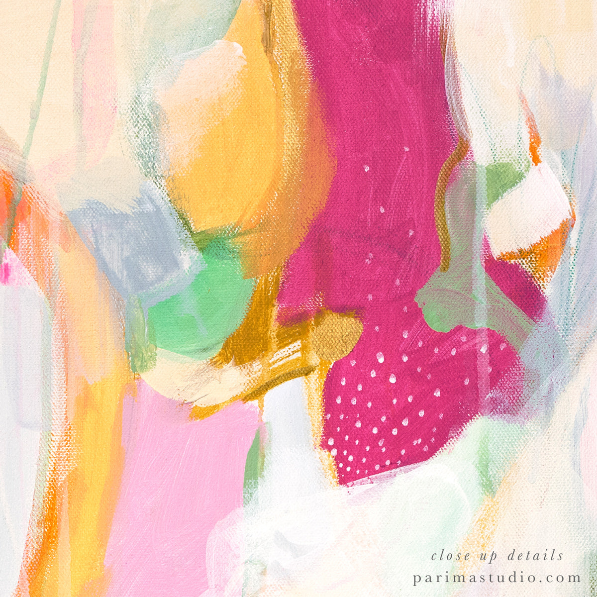 Close up details -Adira. pink and green abstract art print by Parima Studio