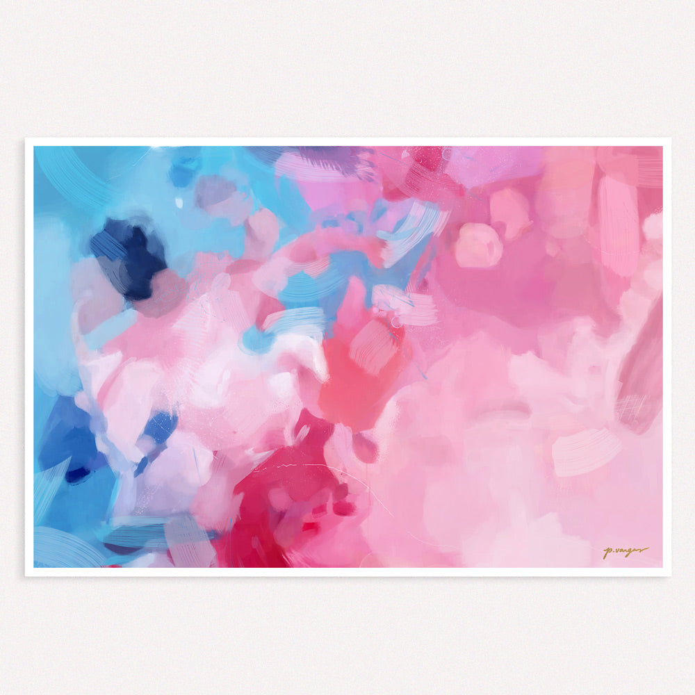 Alma, oversized pink and blue abstract wall art print by Parima Studio