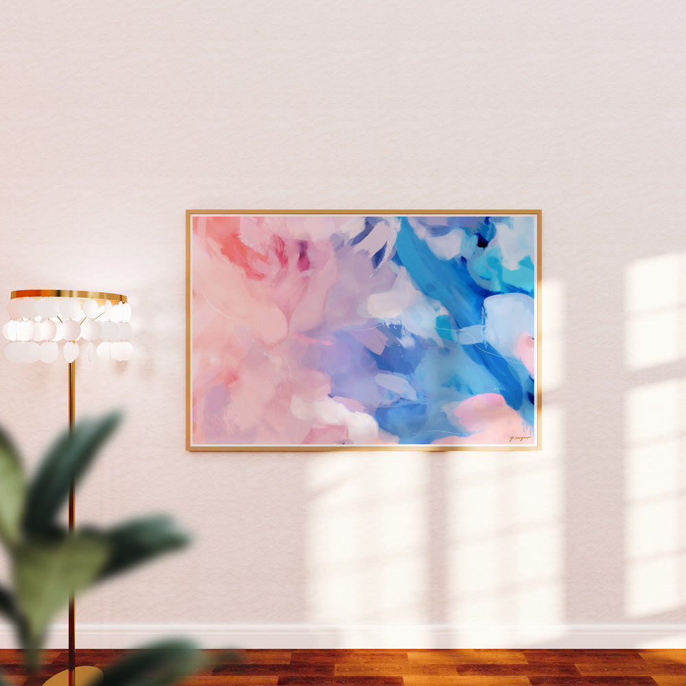 Amara, oversized pastel pink and blue abstract wall art by Parima Studio