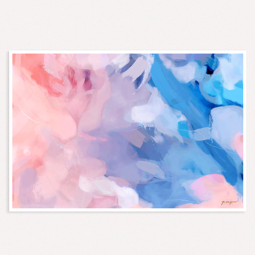 Amara, oversized pastel pink and blue abstract wall art by Parima Studio