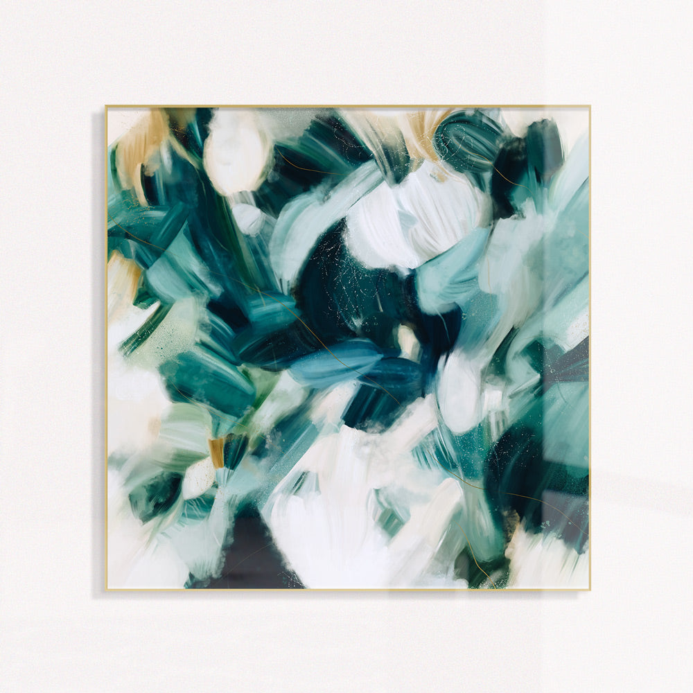 Caspian - blue square abstract art print - glossy ready to hang art by Parima Studio