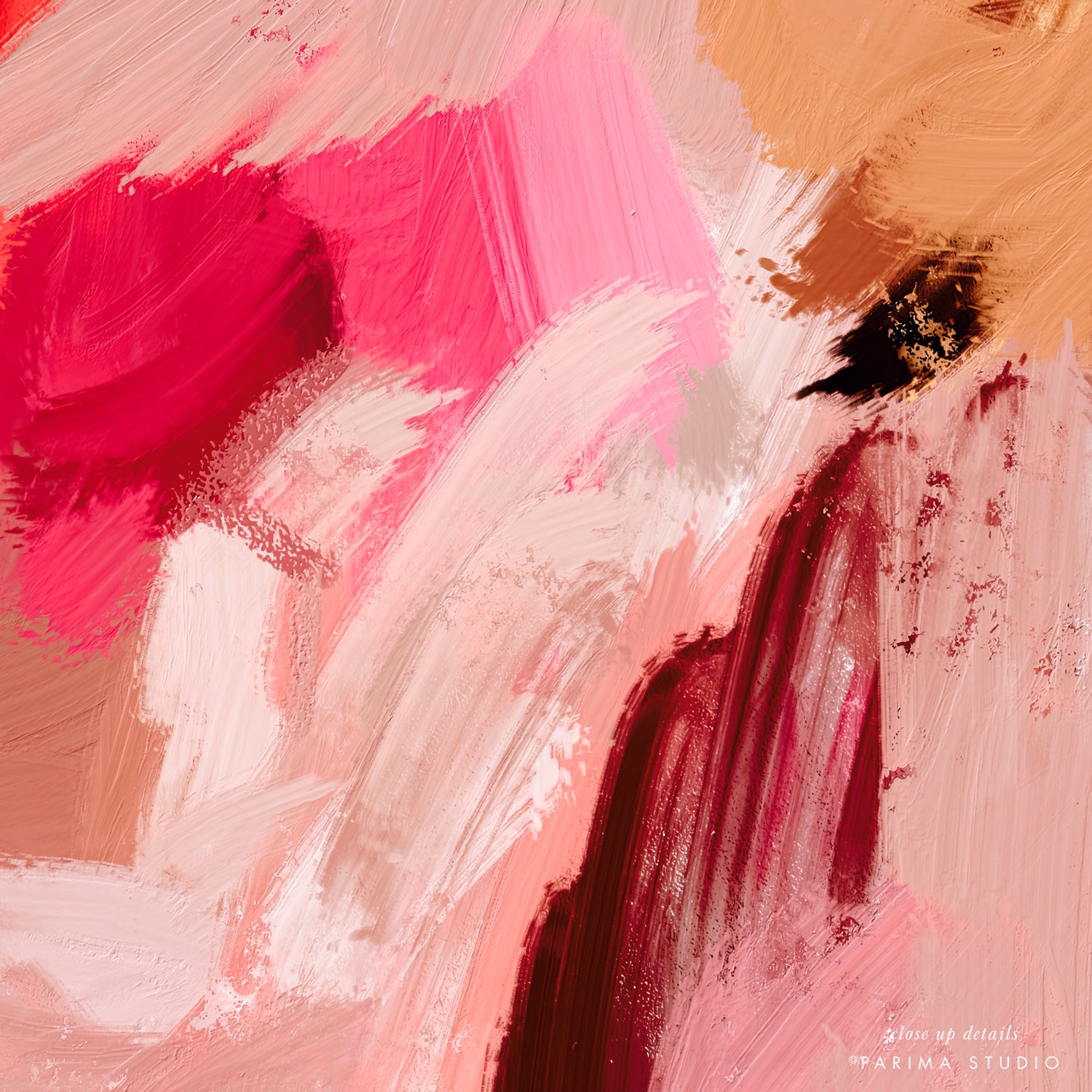 Close up of Daphne, bright multicolor abstract wall art print by Parima Studio - artist Patricia Vargas
