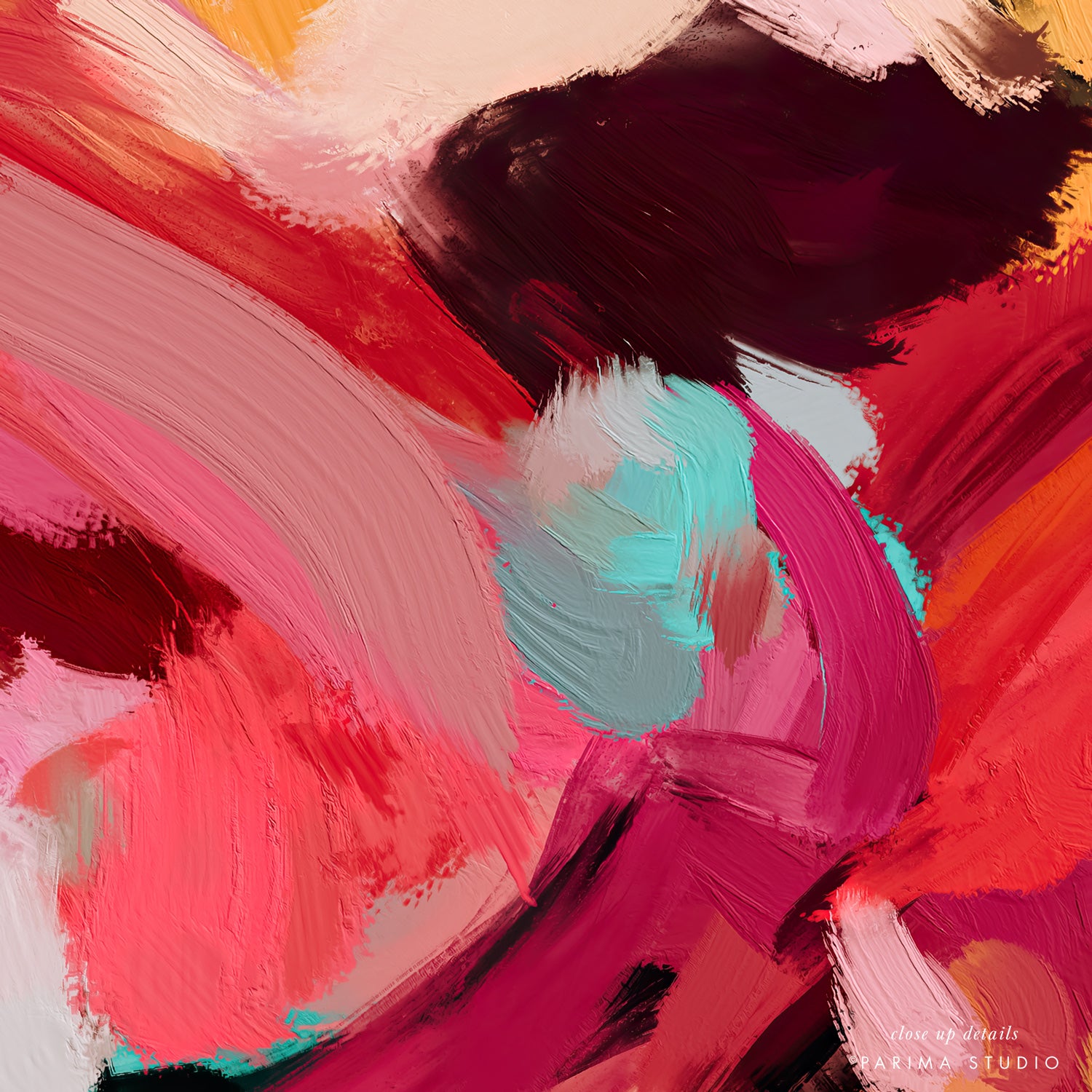 Details of Garnet, jewel tones abstract wall art by Parima Studio - Patricia Vargas
