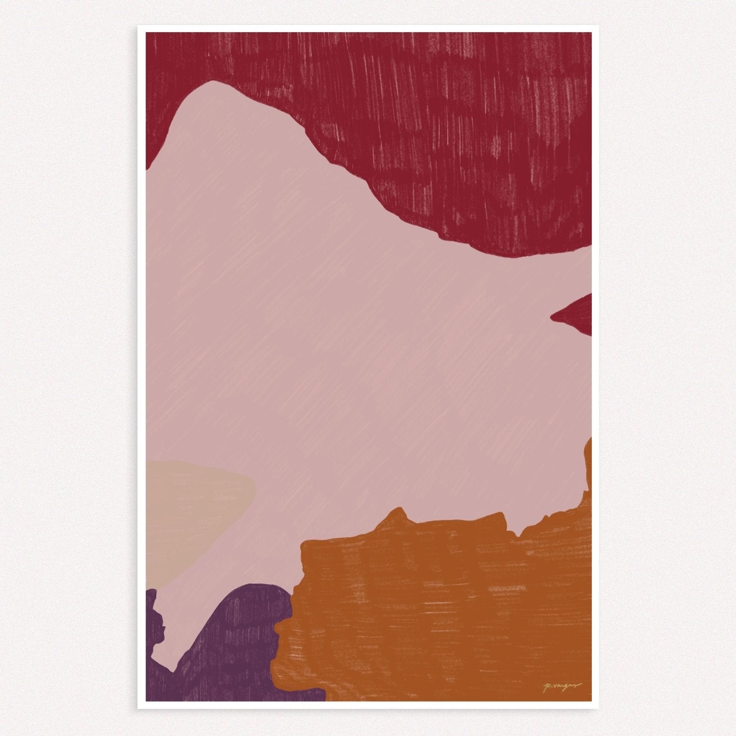 Color Field No.5, red and pink colorful abstract wall art print by Parima Studio