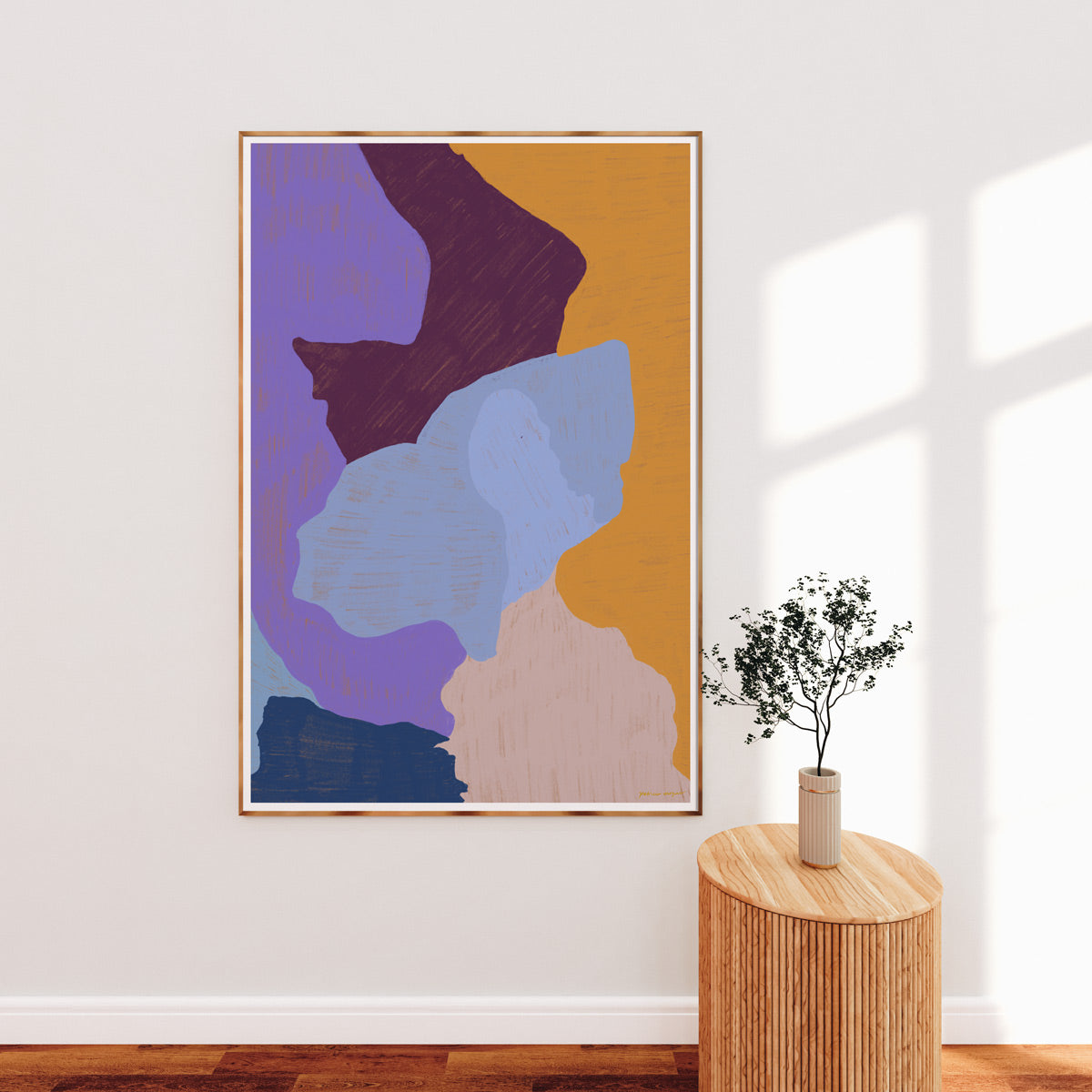 Color Field No.4, purple, blue and yellow colorful abstract wall art print by Parima Studio. Oversize wall art for living room