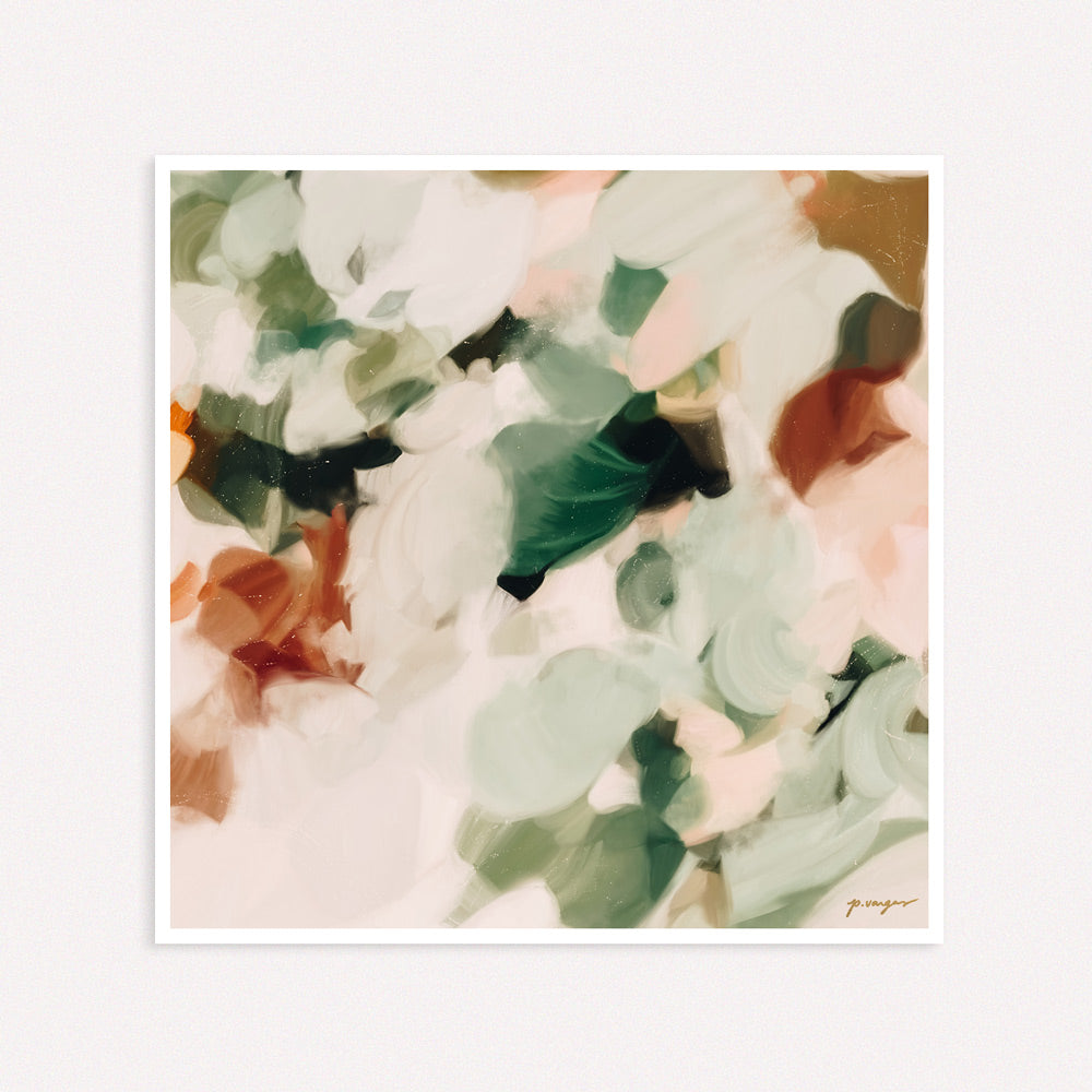 Dione, square abstract art - mint green wall art - muted green art print by Parima Studio - Patricia Vargas