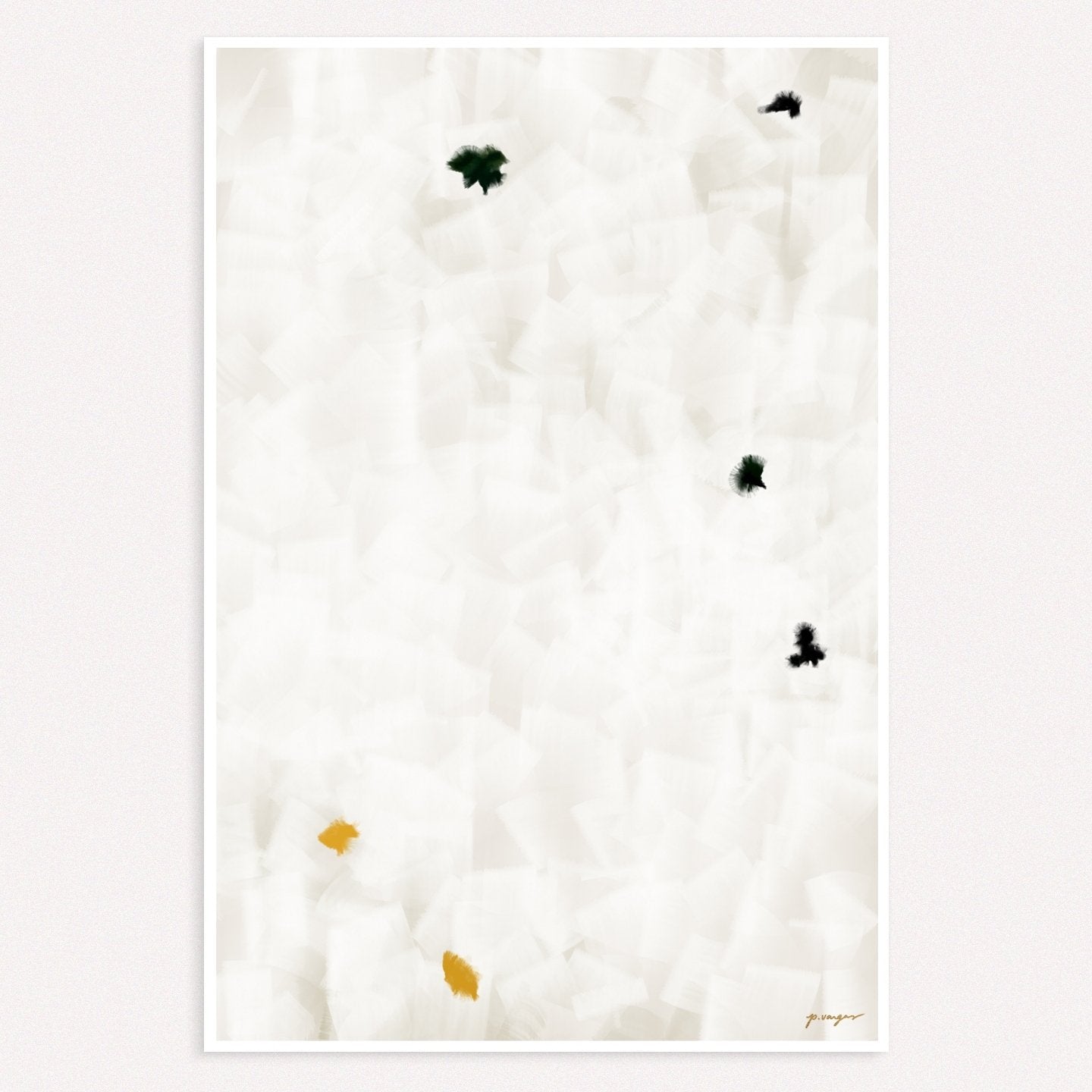 In Flight No.3, grey and yellow colorful abstract wall art print by Parima Studio