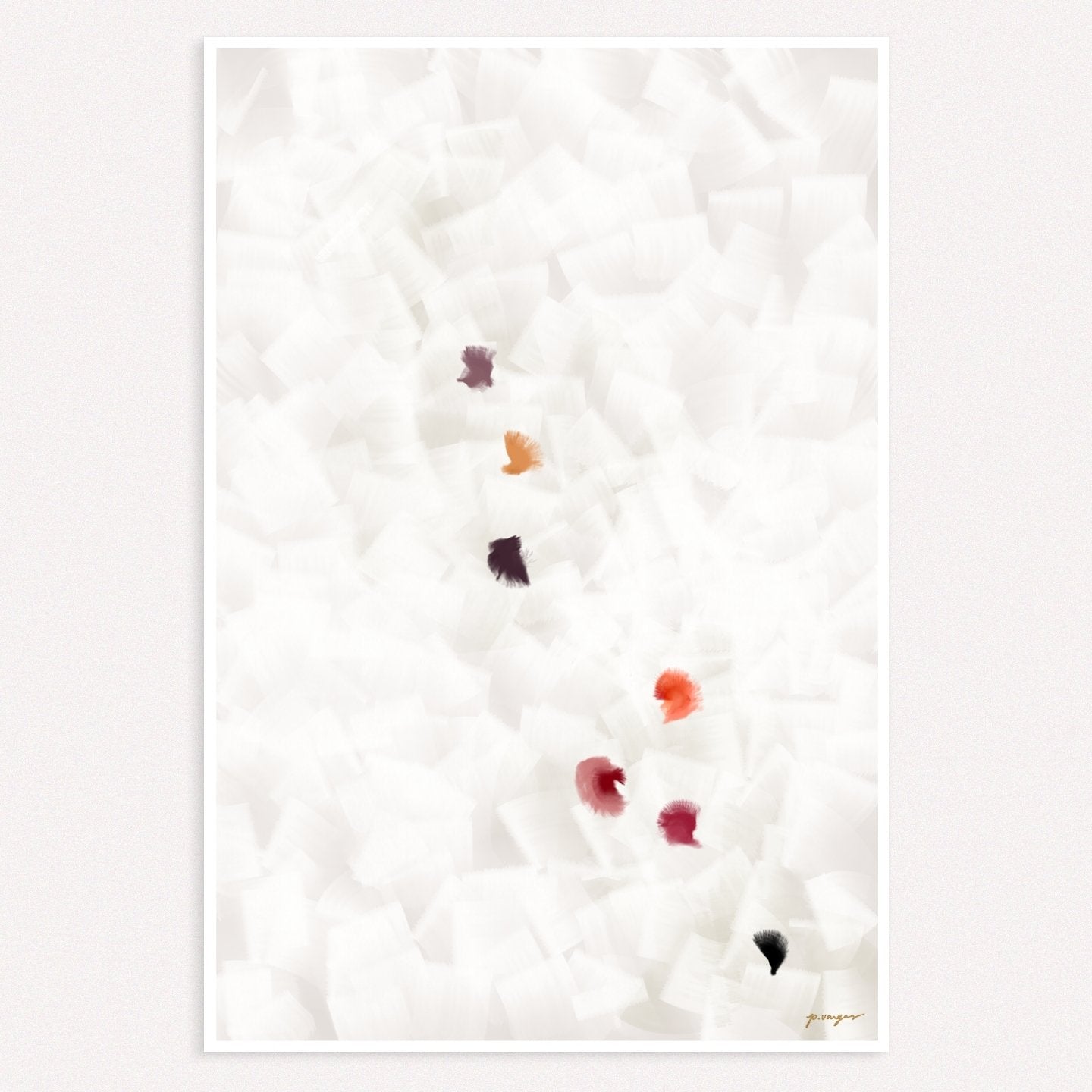 In Flight No.4, grey and purple colorful abstract wall art print by Parima Studio