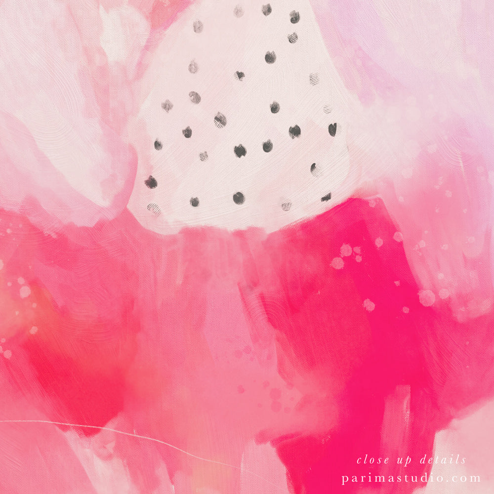 Close up of In Pink, large abstract art print by Parima Studio - Square wall art