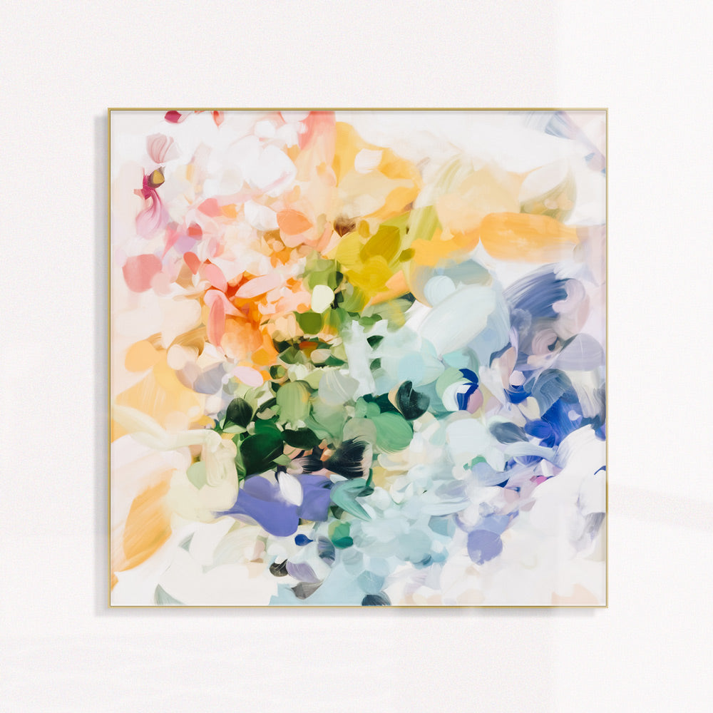 June, multicolor abstract wall art print - square art by Parima Studio - colorful rainbow