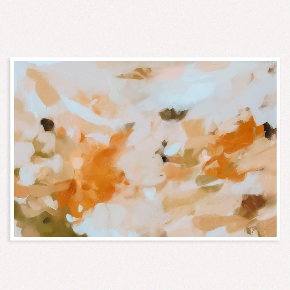 Meadow, neutral earthy contemporary abstract art print by Parima Studio