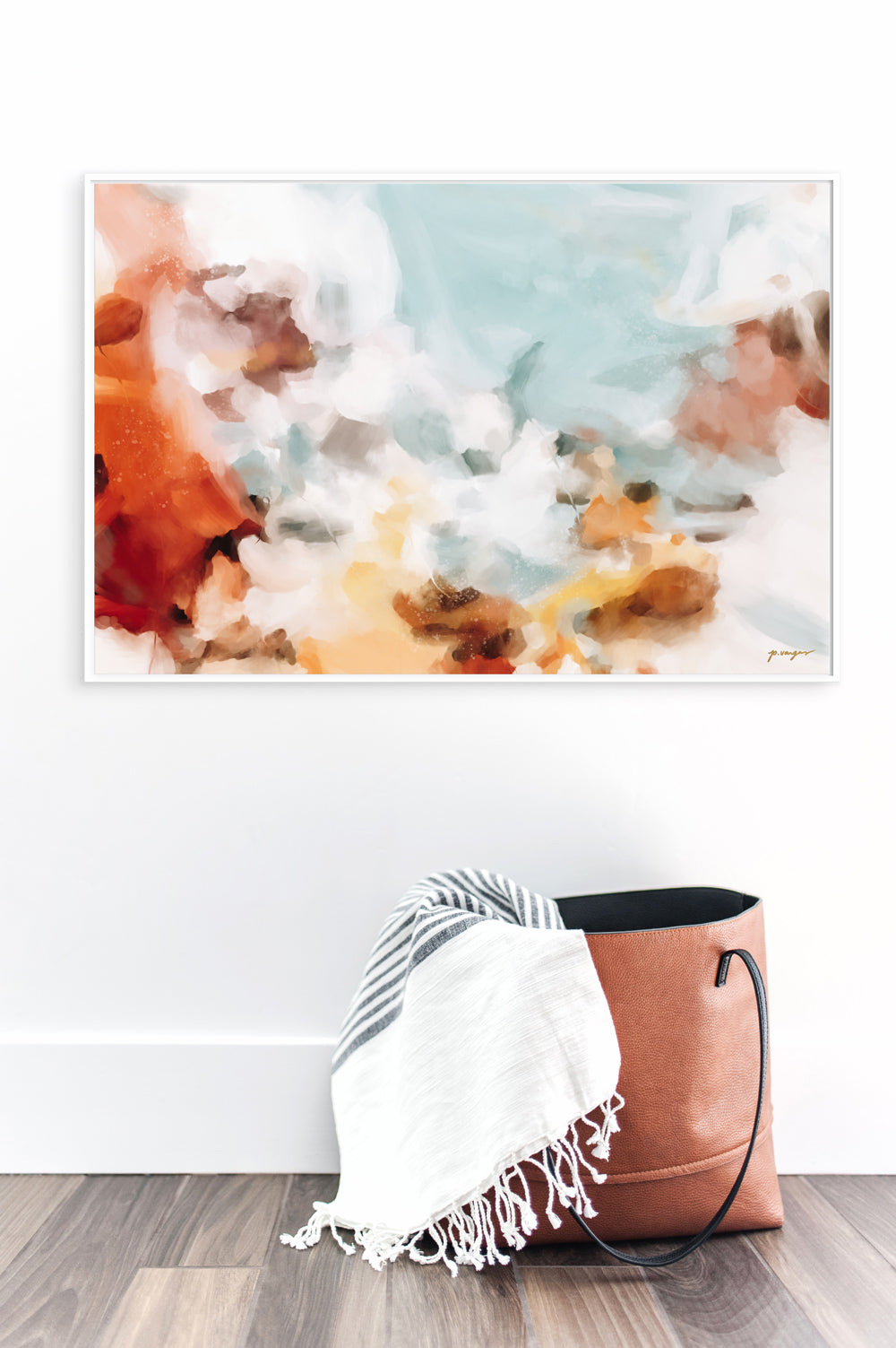 Mirage - abstract art print by Parima Studio - Neutral wall art - framed in white