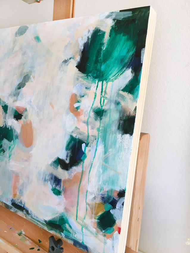 Palma by Parima Studio - Side view // abstract acrylic painting on wood