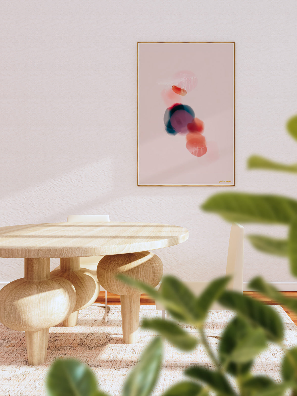 Prismatic No.2, blue and orange colorful abstract wall art print by Parima Studio. Oversize vertical art for dining room