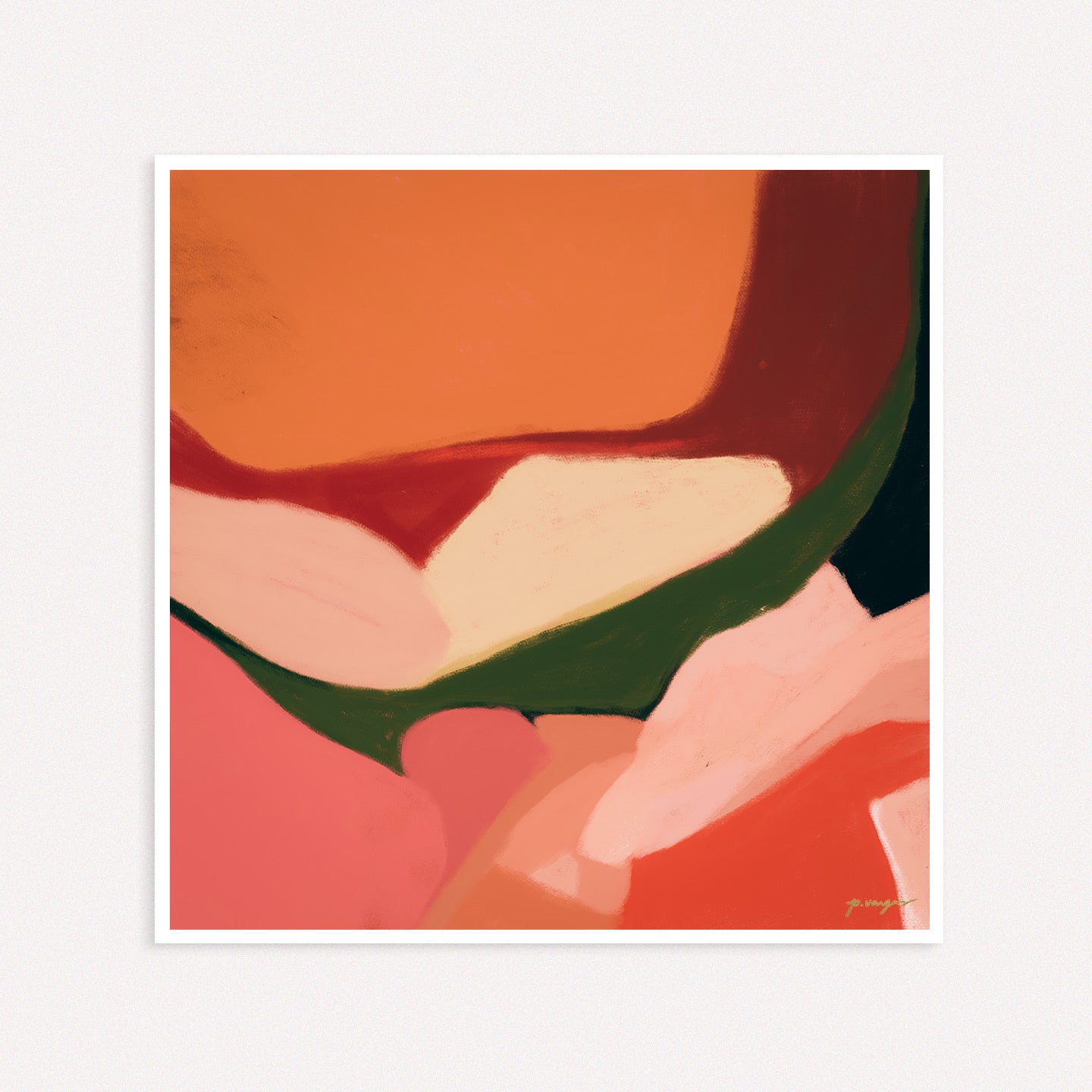 Redding, red and pink colorful abstract wall art print by Parima Studio