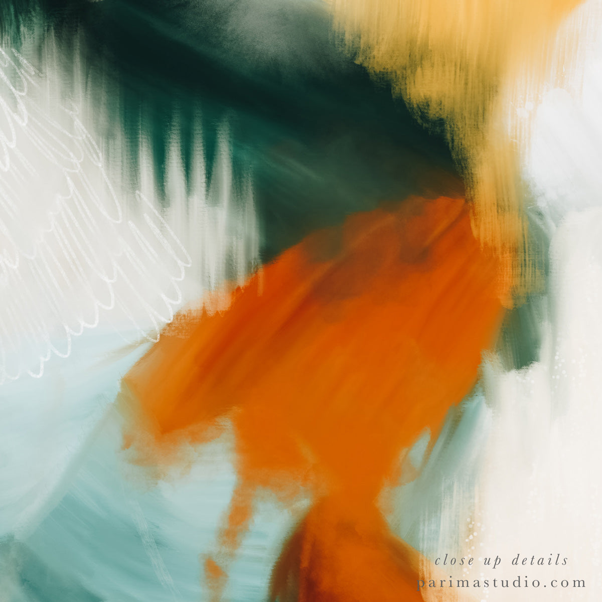 Close up of Reverie, large square abstract art print by Parima Studio - neutral