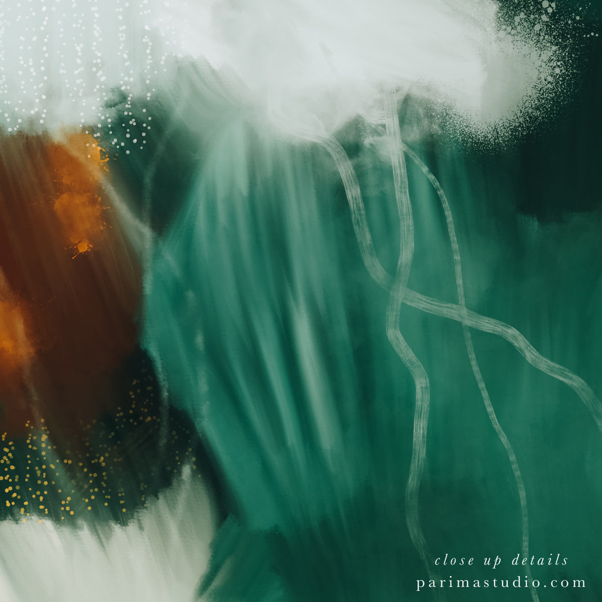 Close up of Reverie, large square abstract art print by Parima Studio - neutral