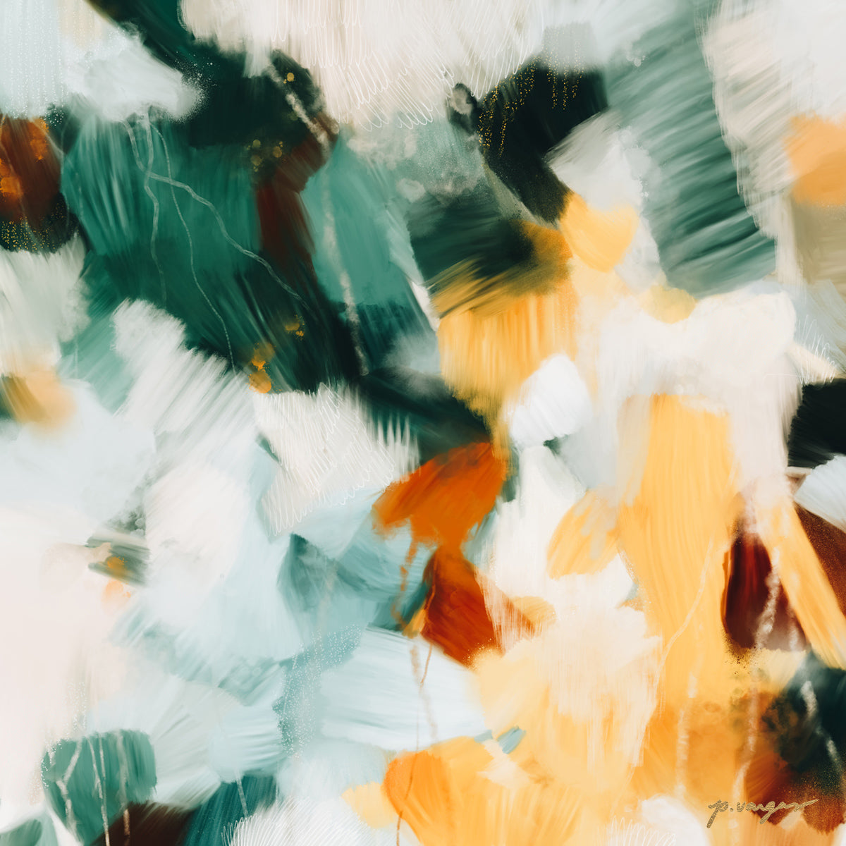 Reverie, large square abstract art print by Parima Studio - neutral