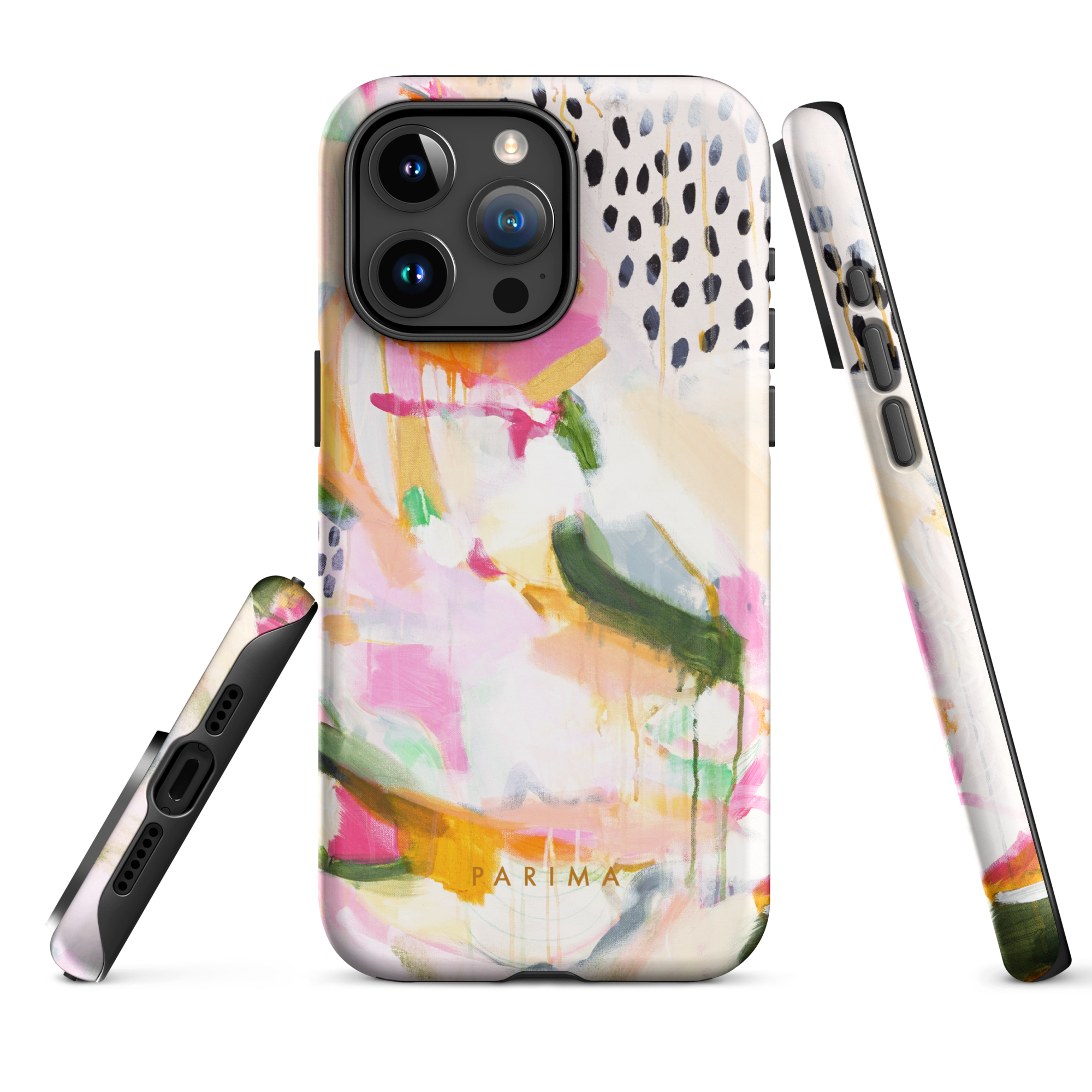 Adira, pink and green abstract art - iPhone 15 Pro Max tough case by Parima Studio