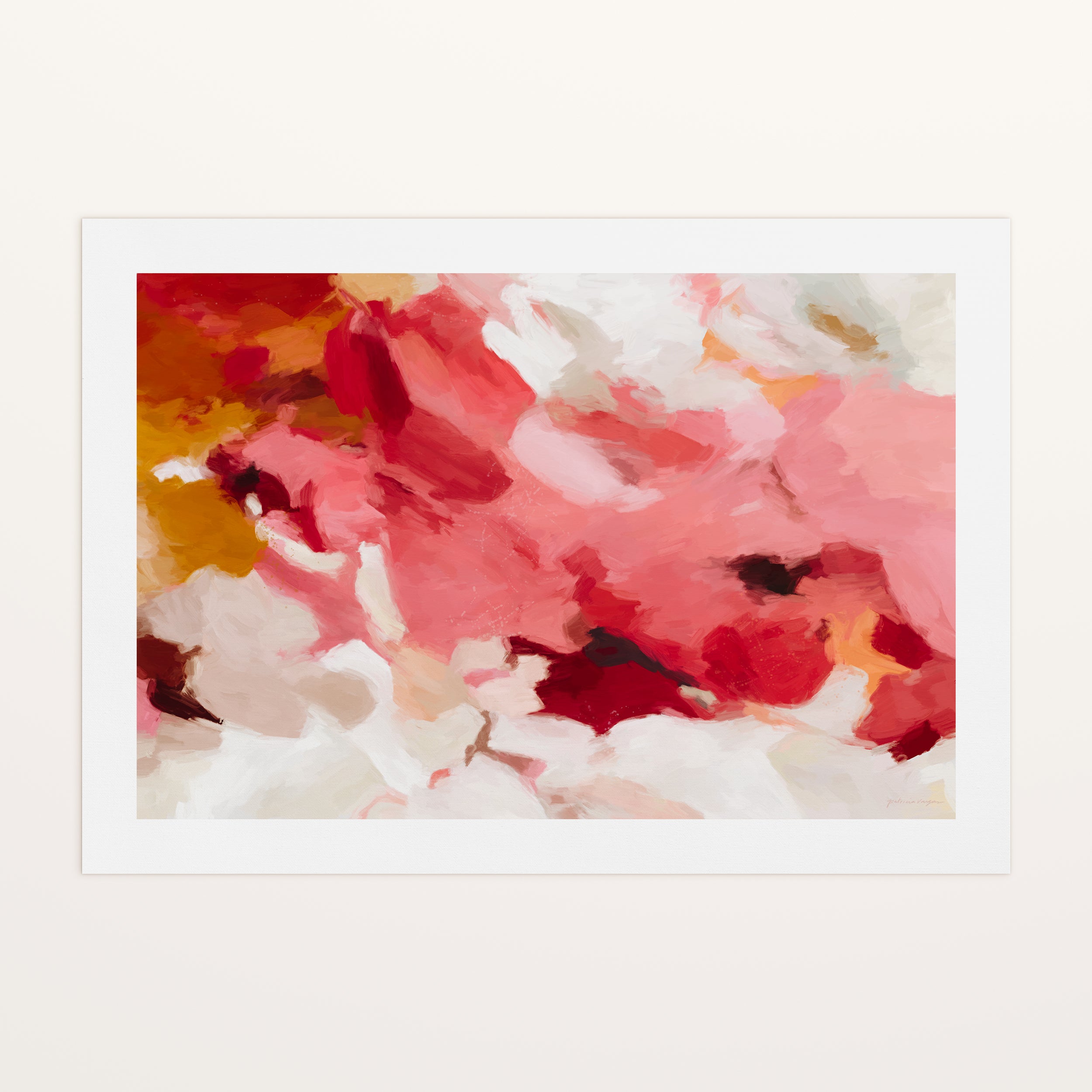 Apple, pink and red colorful abstract canvas wall art print by Parima Studio
