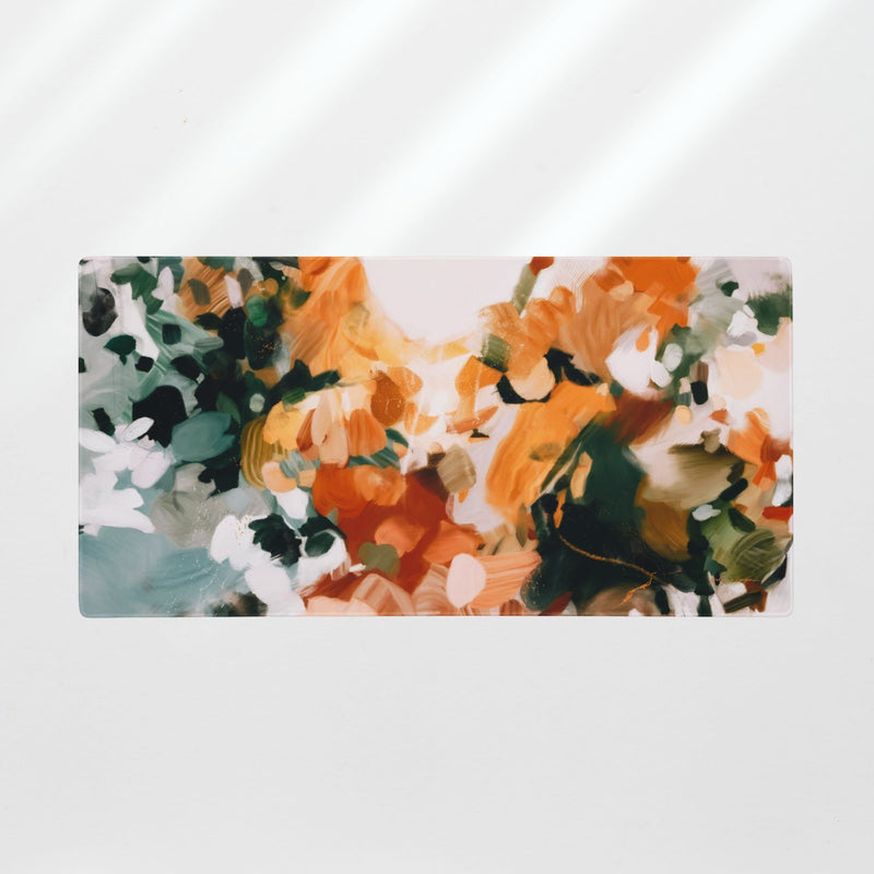 Aspen, colorful desk mat for styling your office desk. Featuring artwork by Parima Studio. Home office styling accessories, cubicle styling accessories.