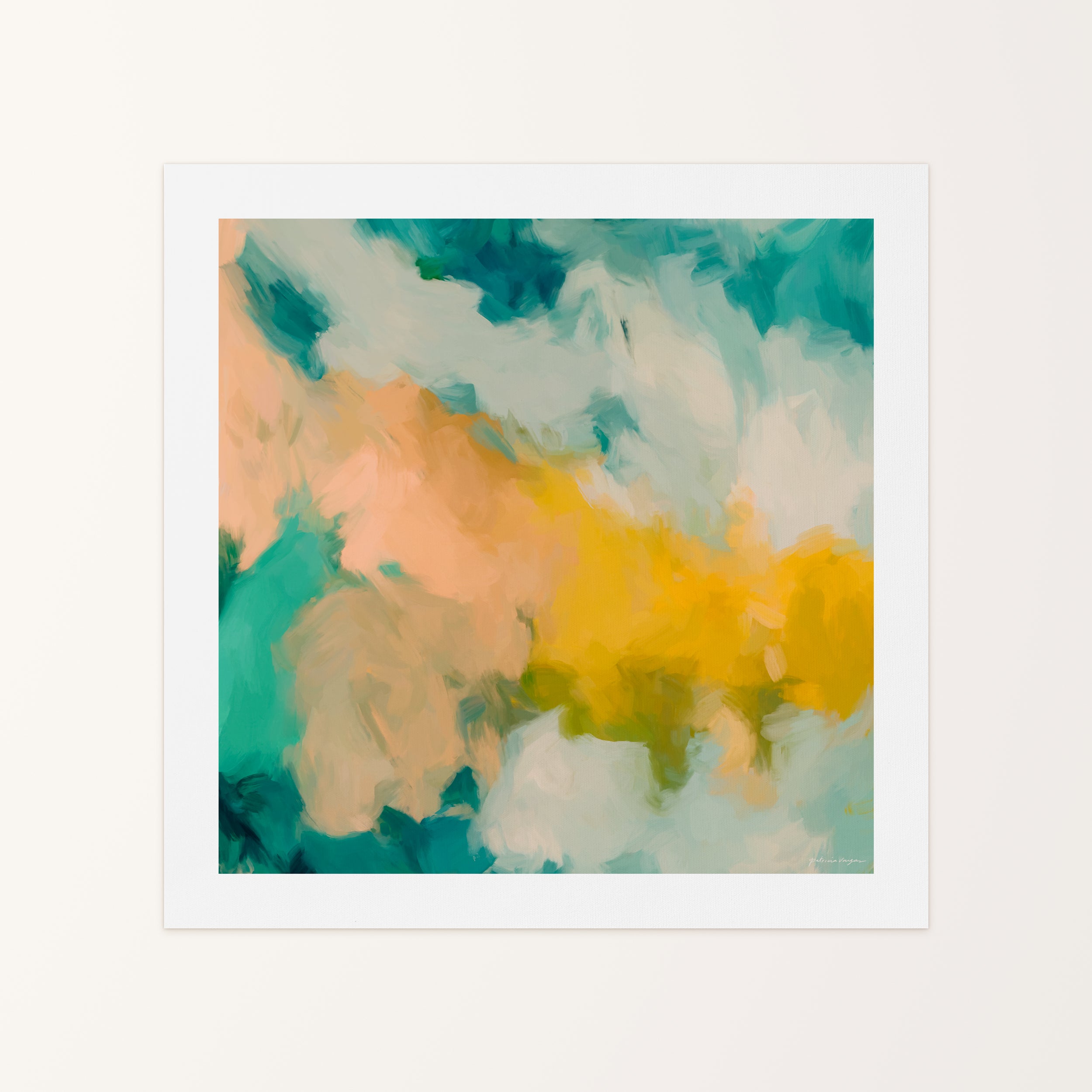Beach Day, blue and yellow colorful abstract canvas wall art print by Parima Studio