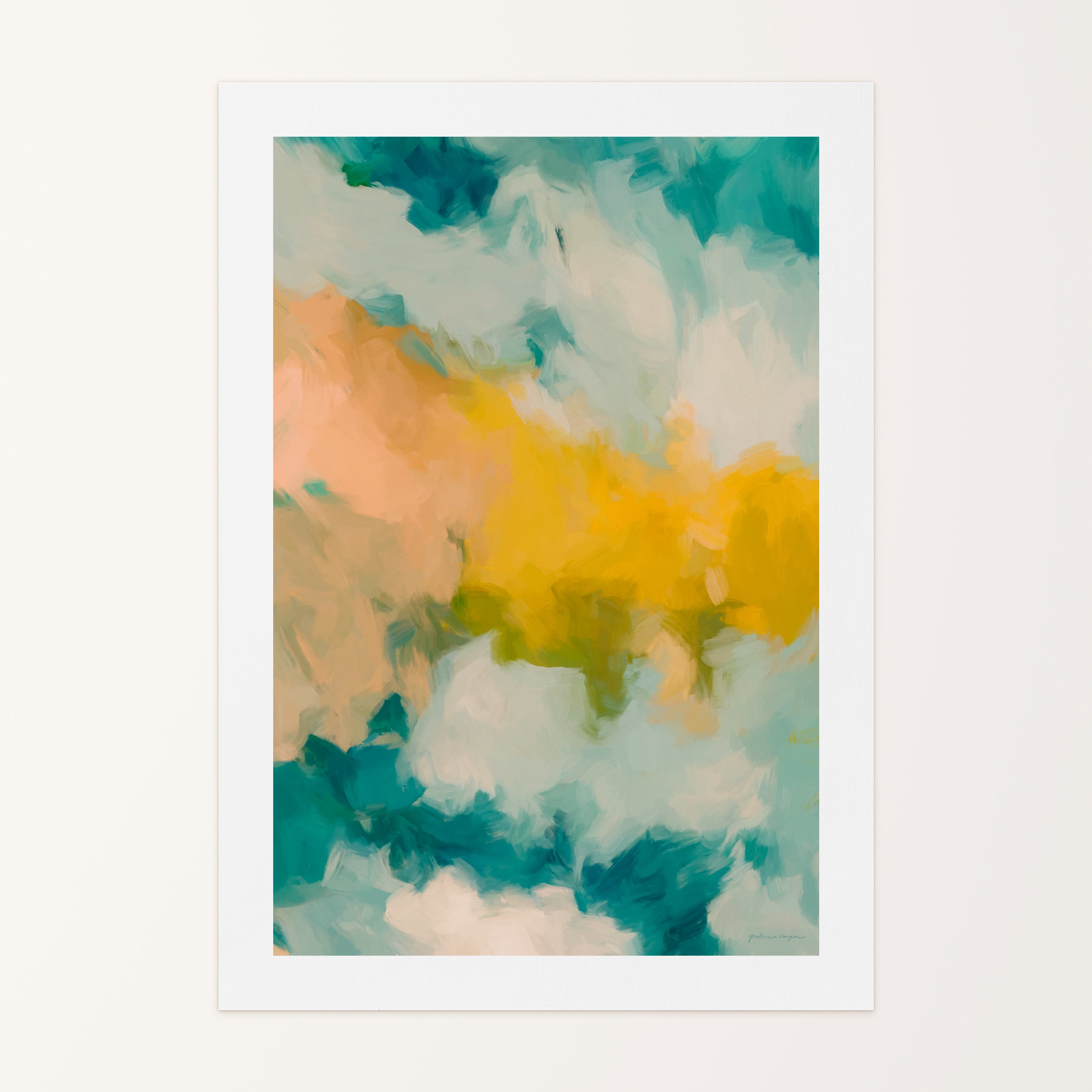 Beach Day, blue and yellow colorful abstract canvas wall art print by Parima Studio