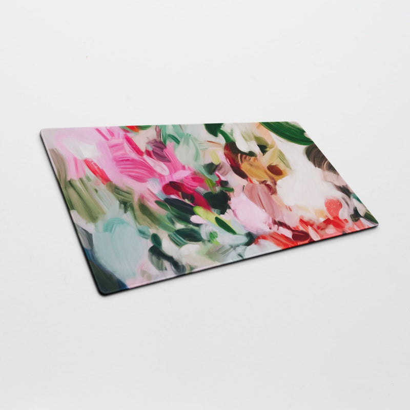 Bloom, colorful desk mat for styling your office desk. Featuring artwork by Parima Studio. Home office styling accessories, cubicle styling accessories.