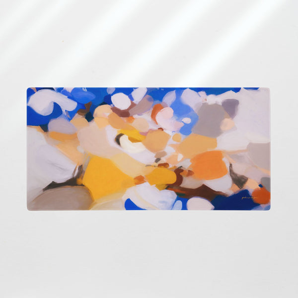 Bluebell, colorful desk mat for styling your office desk. Featuring artwork by Parima Studio. Home office styling accessories, cubicle styling accessories.
