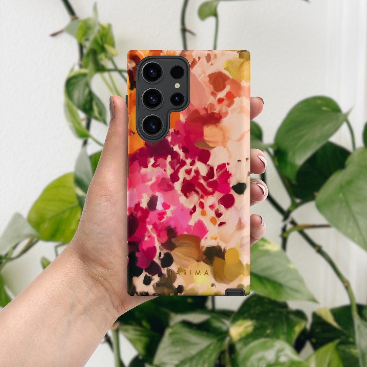 Bougainvillea, colorful pink and orange, tropical floral Samsung Galaxy premium phone case