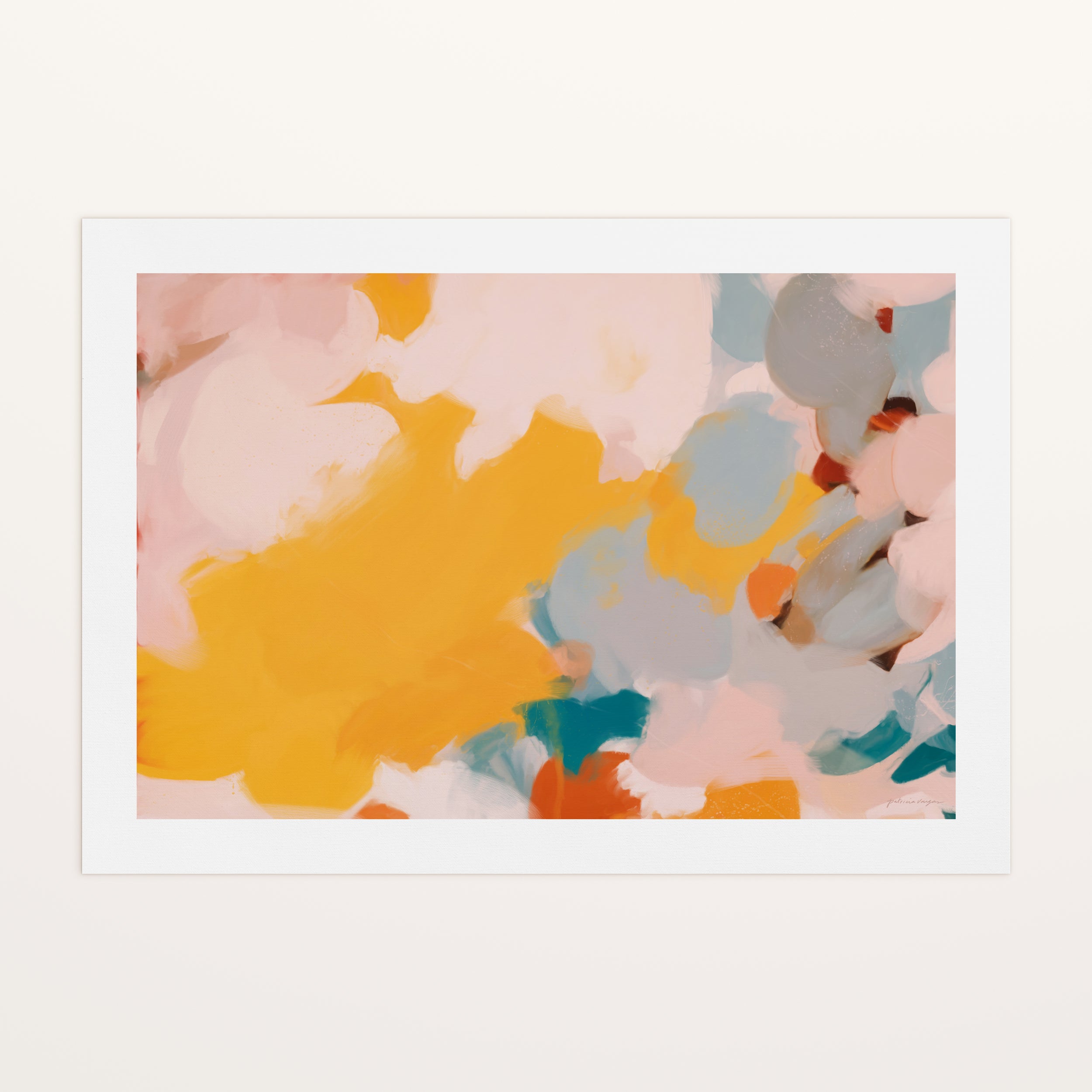Canary, yellow and blue colorful abstract canvas wall art print by Parima Studio