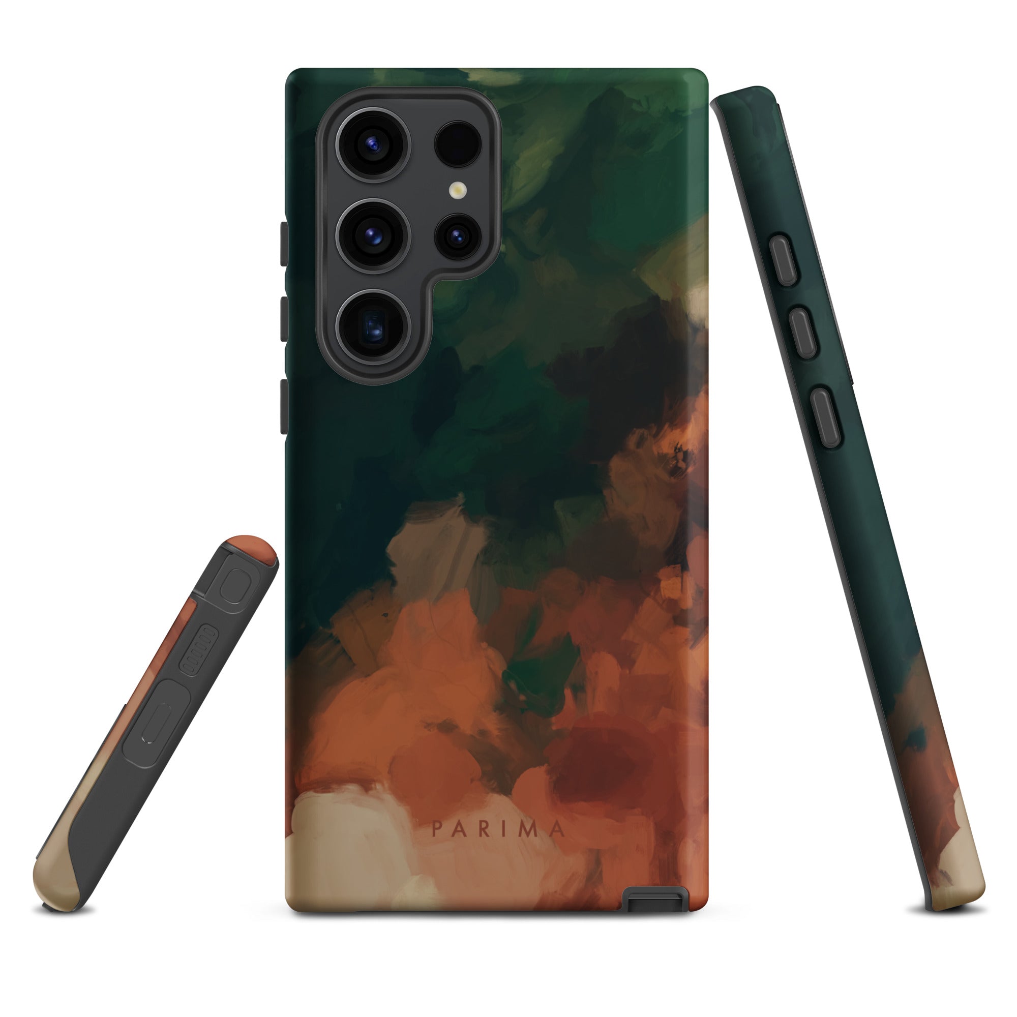 Cedar, green and brown abstract art on Samsung Galaxy S23 Ultra tough case by Parima Studio