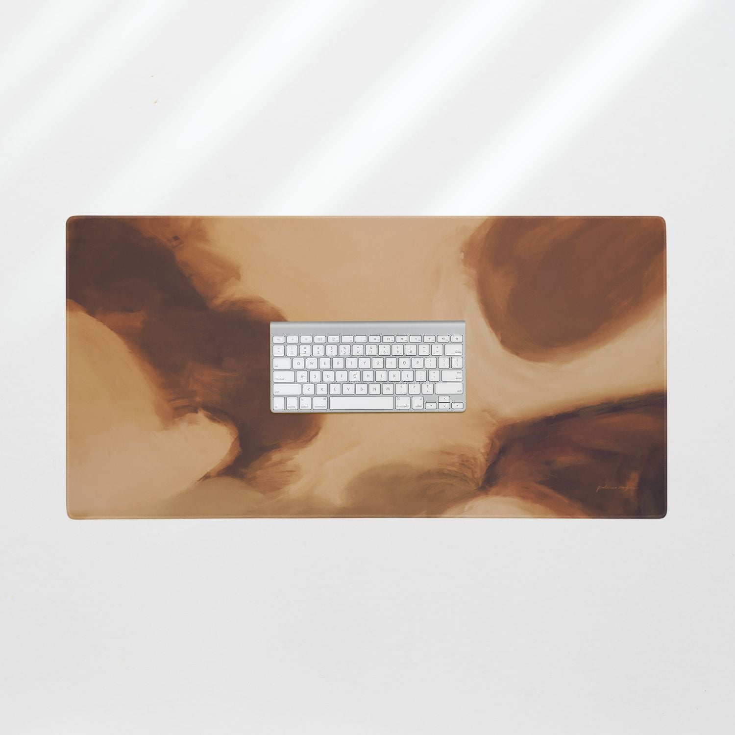 Clay, brown and tan desk mat for styling your office desk. Featuring artwork by Parima Studio. Home office styling accessories, cubicle styling accessories.