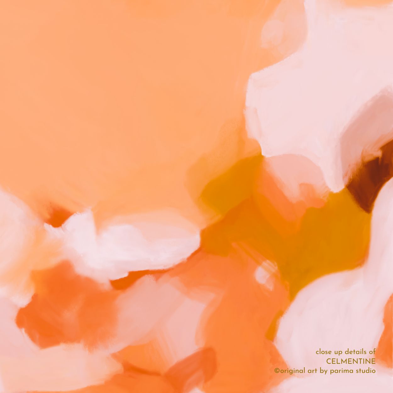 Close up of Clementine, orange colorful abstract wall art print by Parima Studio
