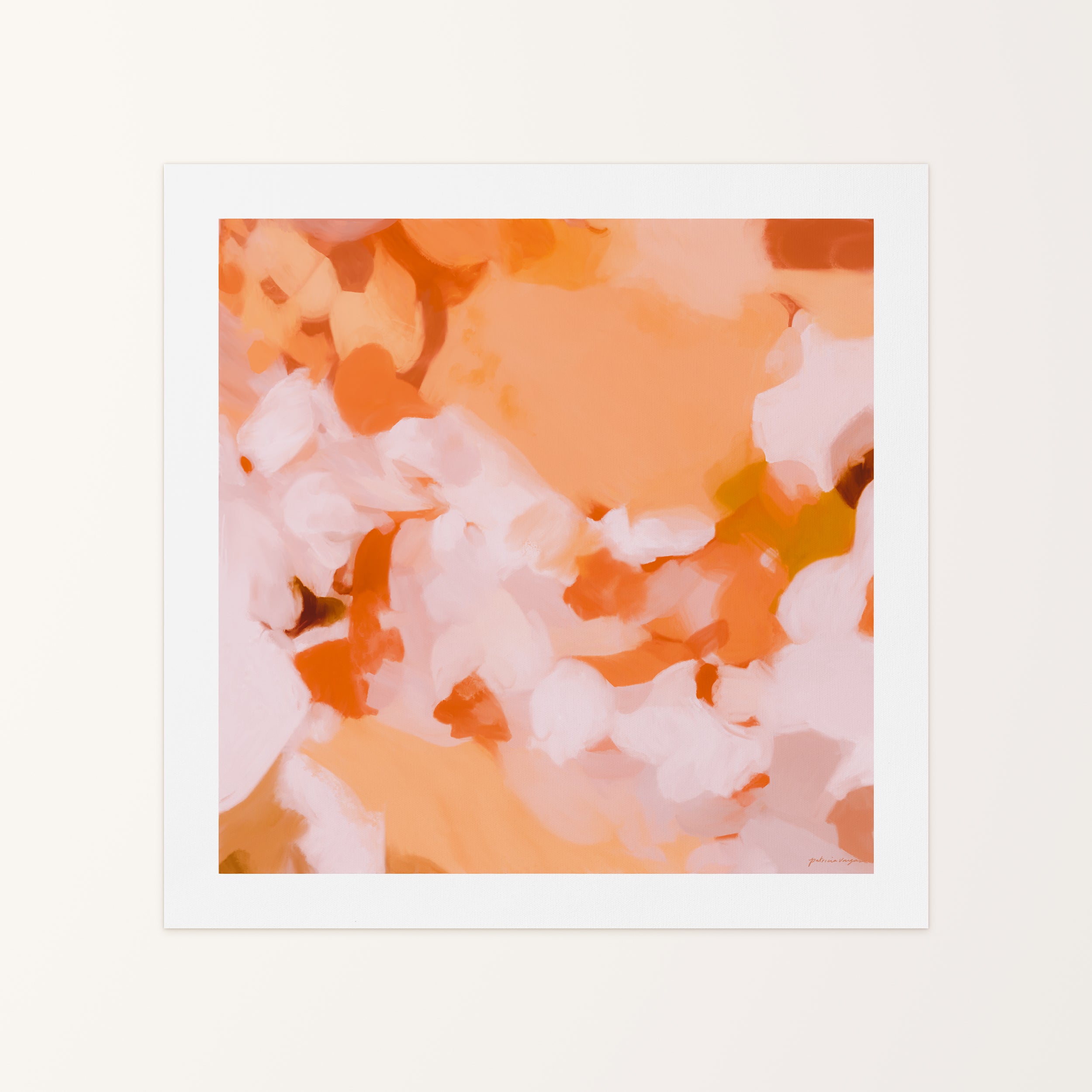Clementine, orange and pink colorful abstract canvas wall art print by Parima Studio
