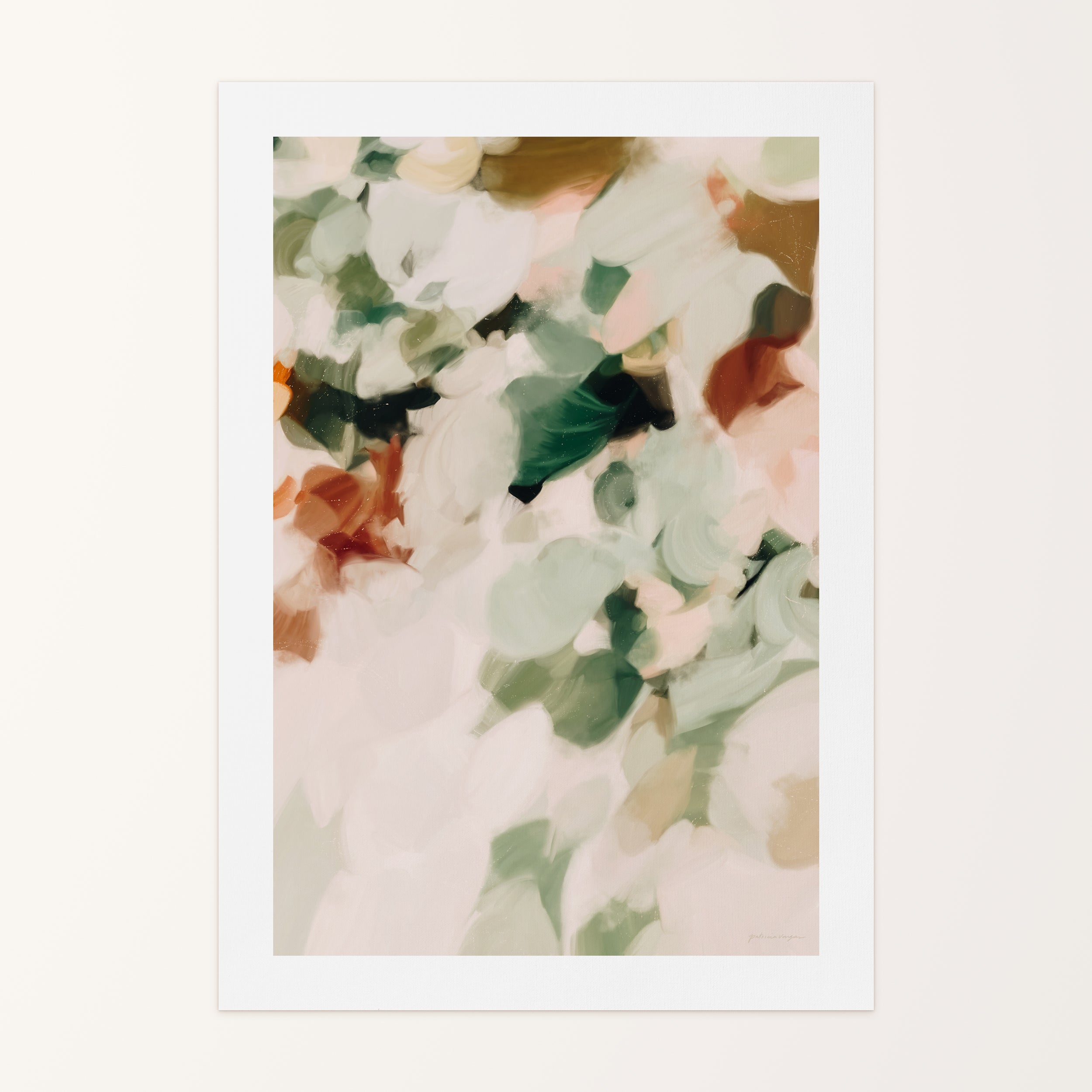 Dionne, green and brown colorful abstract canvas wall art print by Parima Studio