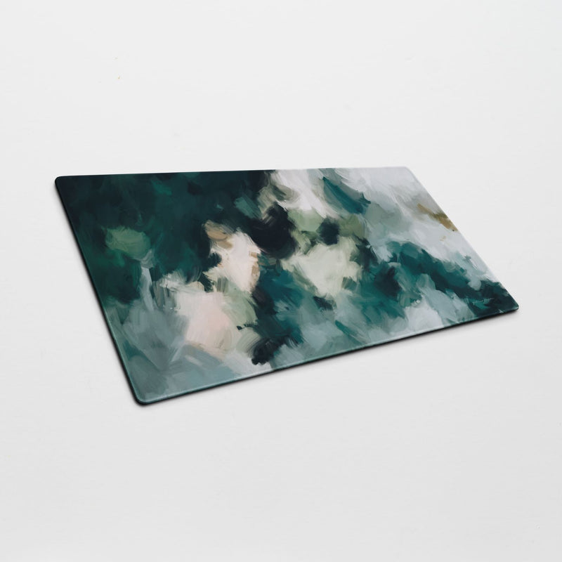 Echo, colorful desk mat for styling your office desk. Featuring artwork by Parima Studio. Home office styling accessories, cubicle styling accessories.