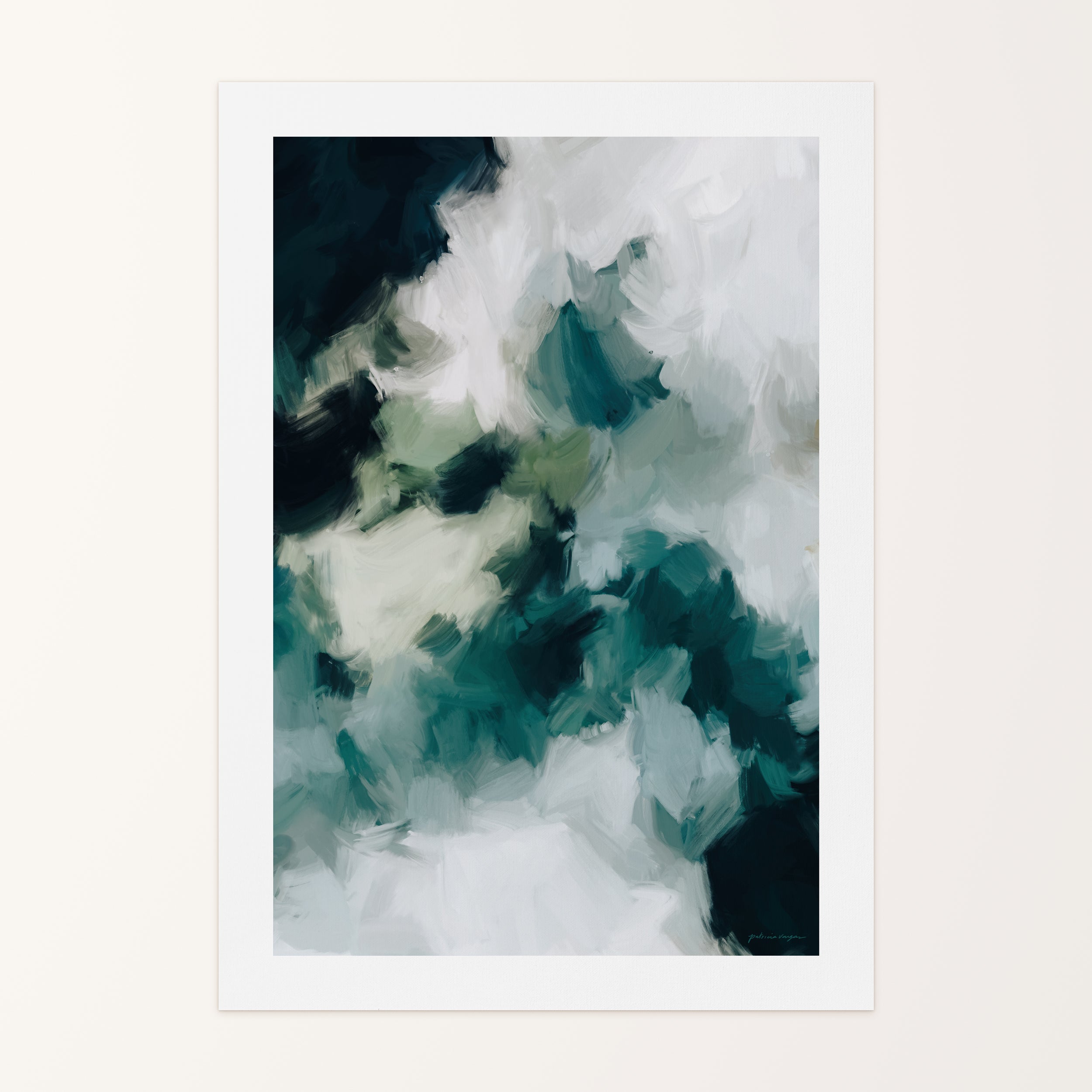 Echo, emerald green colorful abstract canvas wall art print by Parima Studio