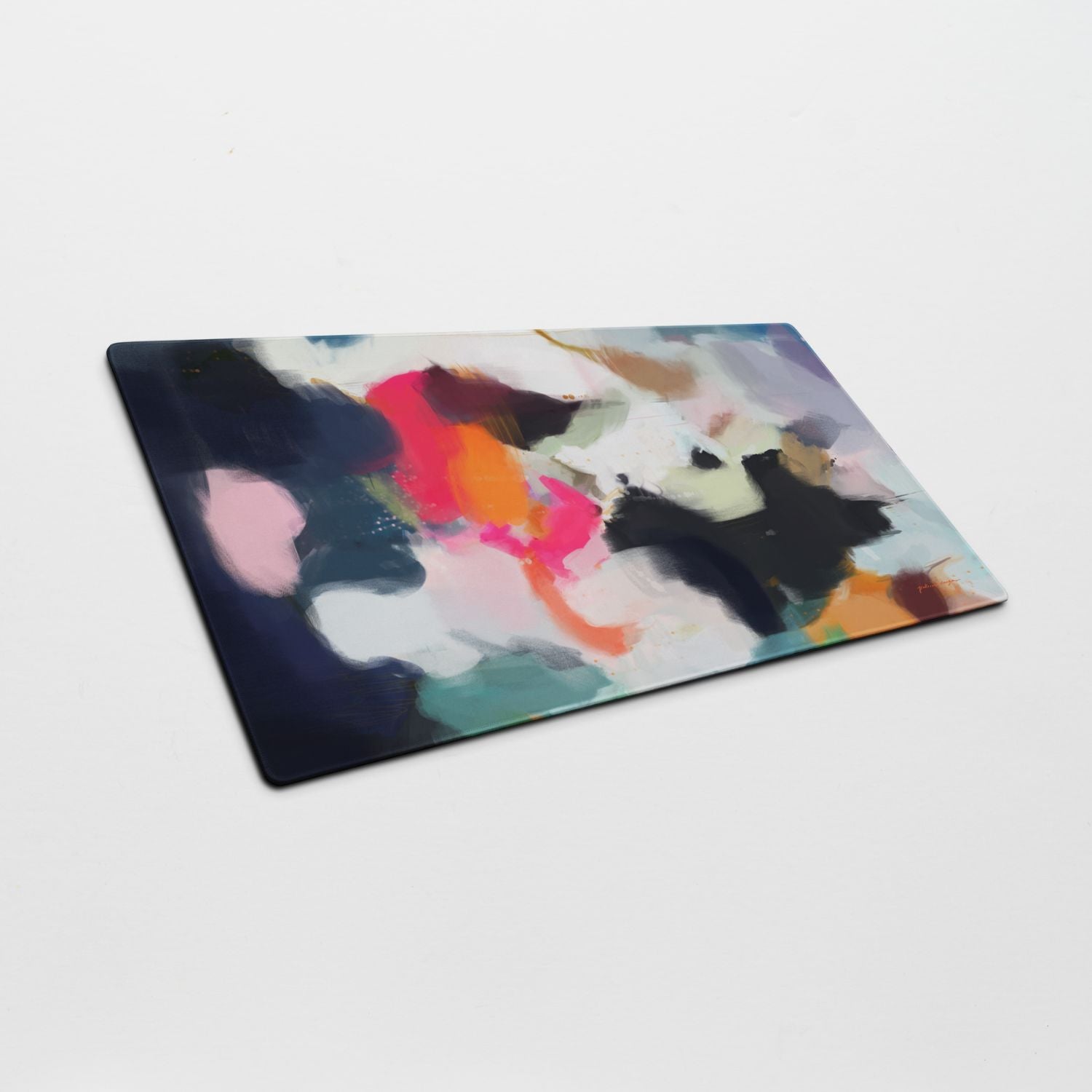 Eliza, colorful desk mat for styling your office desk. Featuring artwork by Parima Studio. Home office styling accessories, cubicle styling accessories.