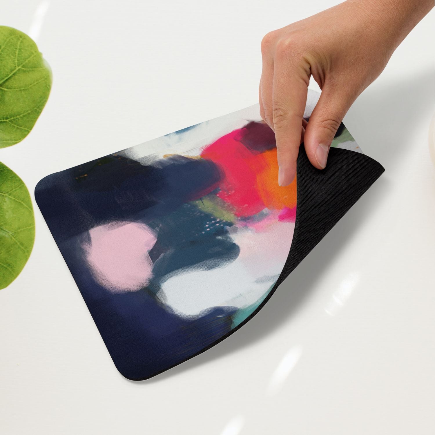Eliza, colorful mouse pad for styling your office desk. Featuring artwork by Parima Studio. Home office styling accessories, cubicle styling accessories.