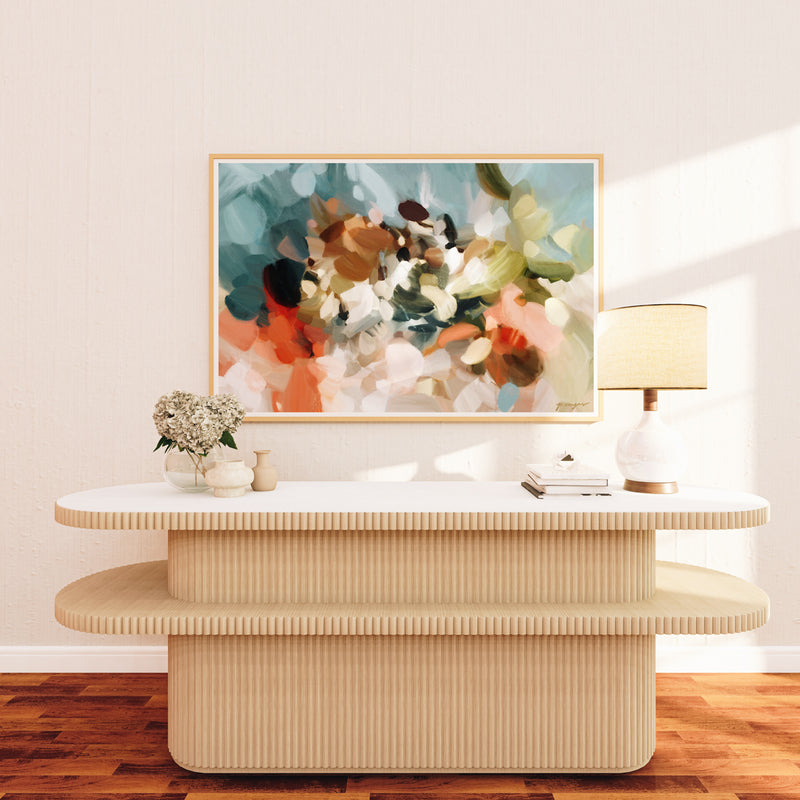 Eternal Sea, neutral abstract art print by Parima Studio. Oversize art for living room over console table