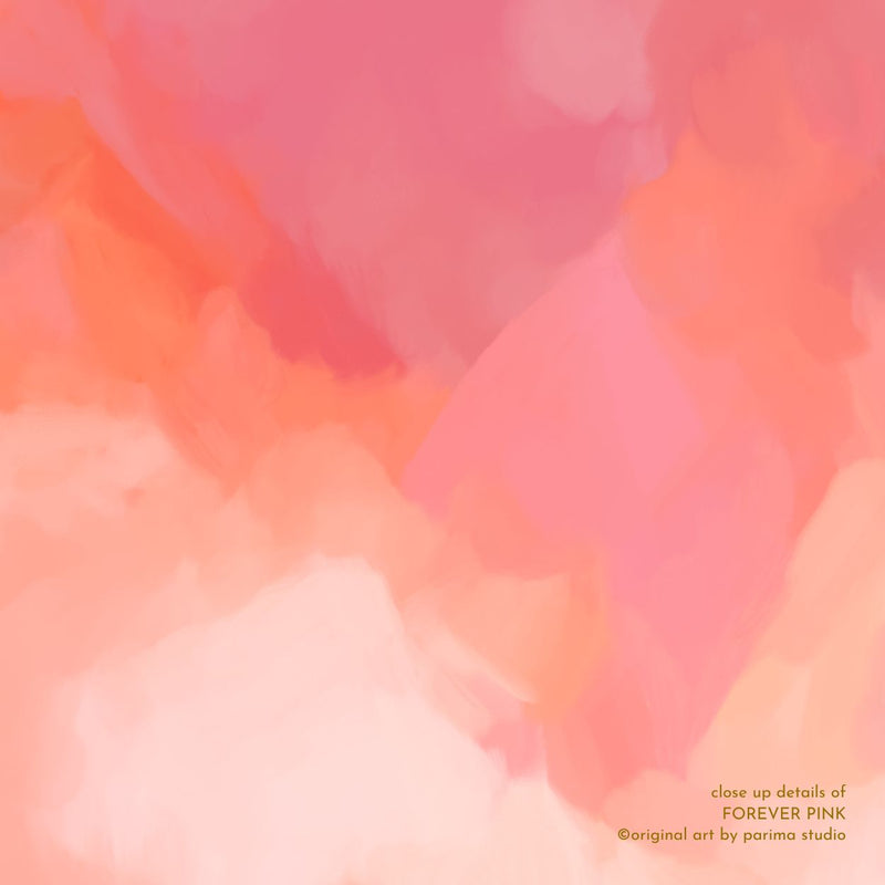 Close up details of Forever Pink, pink and orange colorful abstract wall art print by Parima Studio