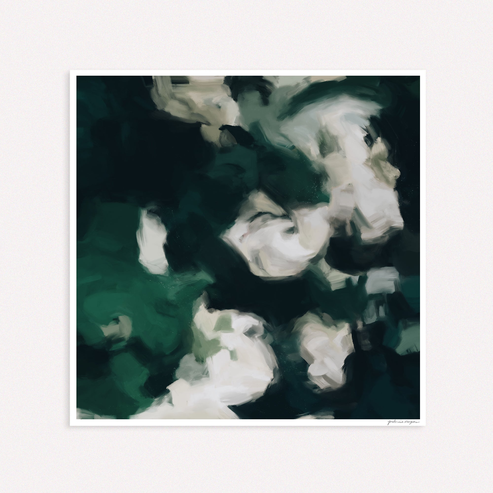 Gardenias, Abstract floral wall art print with a moody theme. Fine art by Patricia Vargas